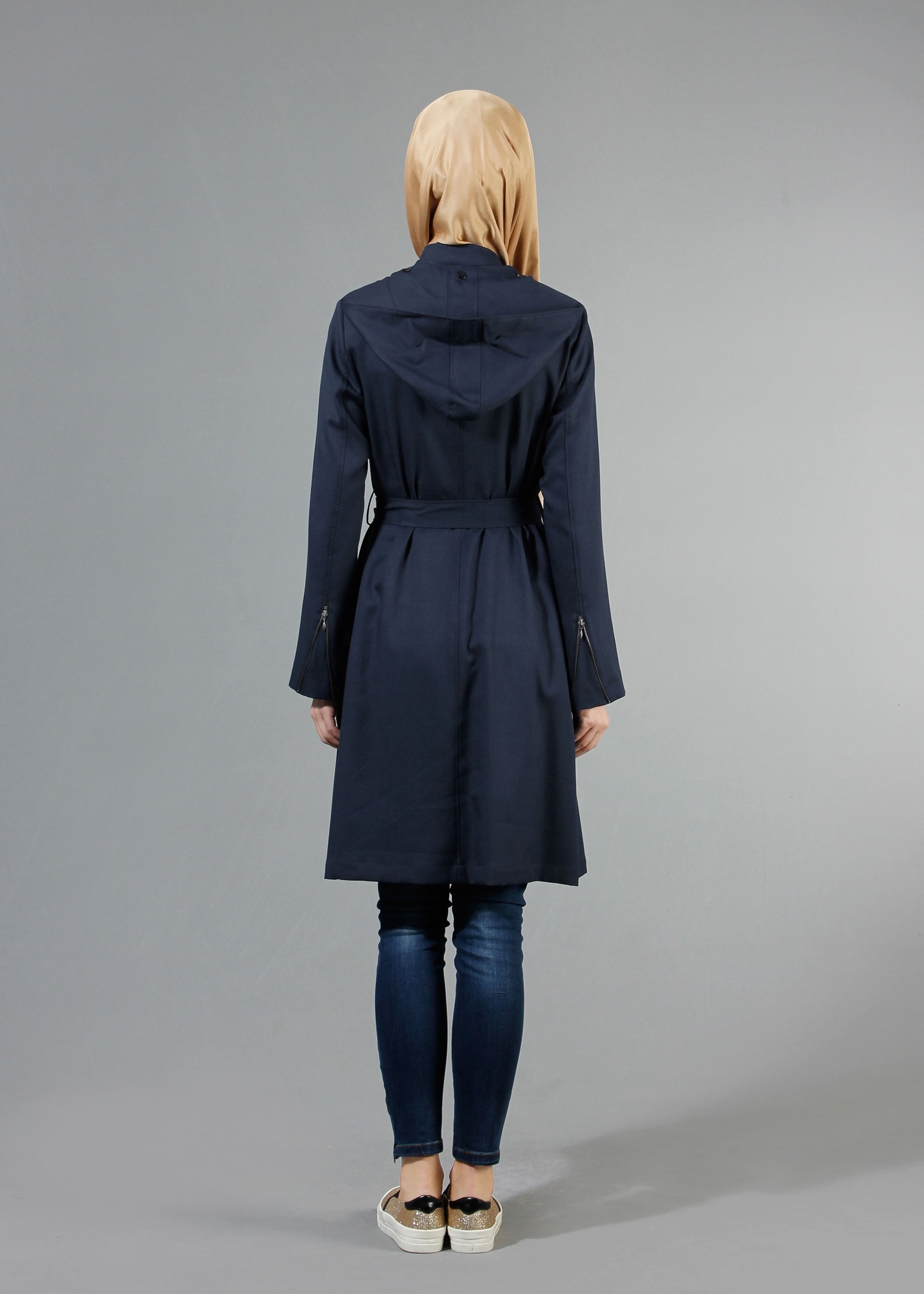 Tesettür giyim LACİVERT 1770 New Shine Tesettür Trench 36/44(38-40) TEK38