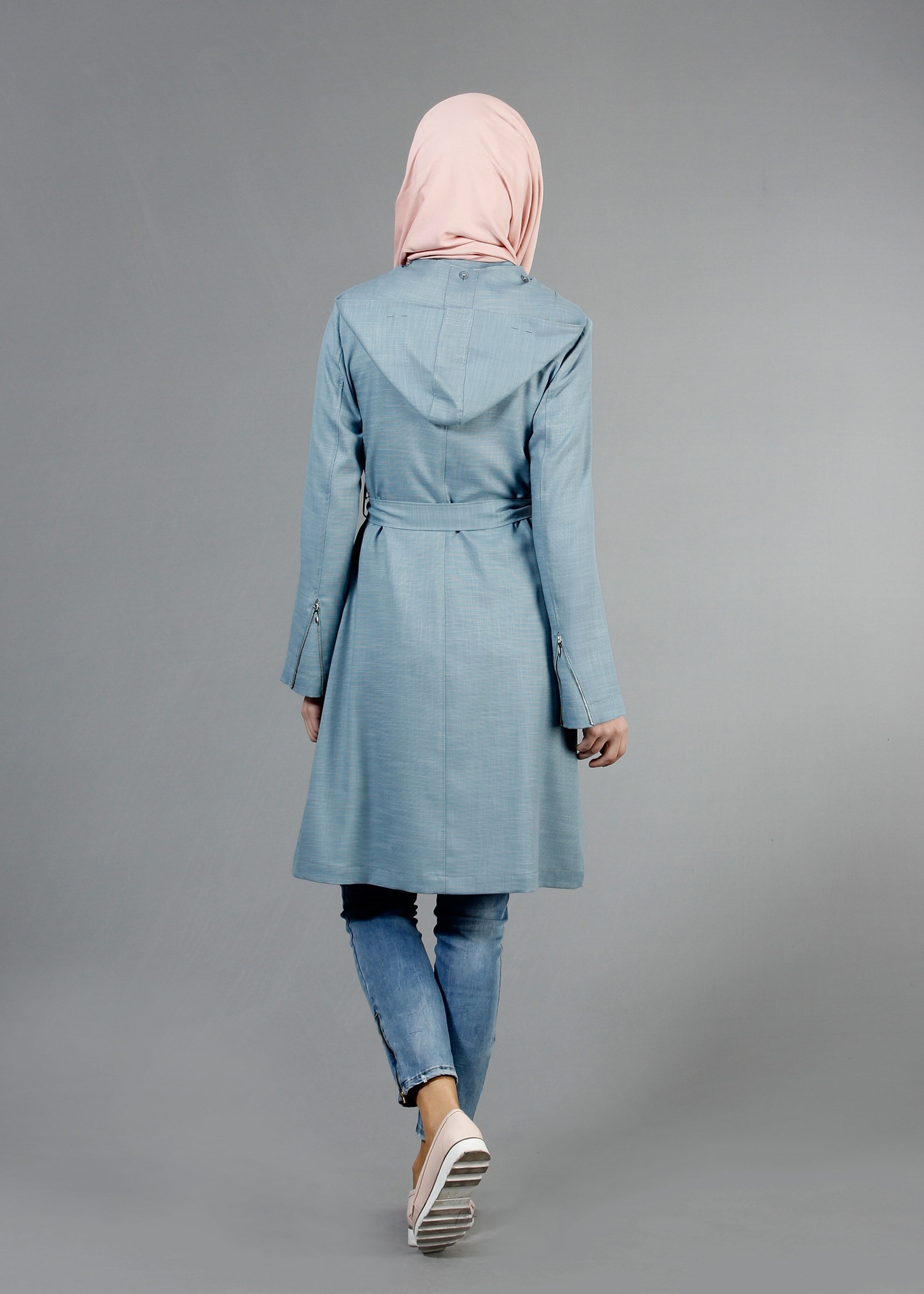 Tesettür giyim MAVİ 1770 New Shine Tesettür Trench 36/44(38-40) TEK38