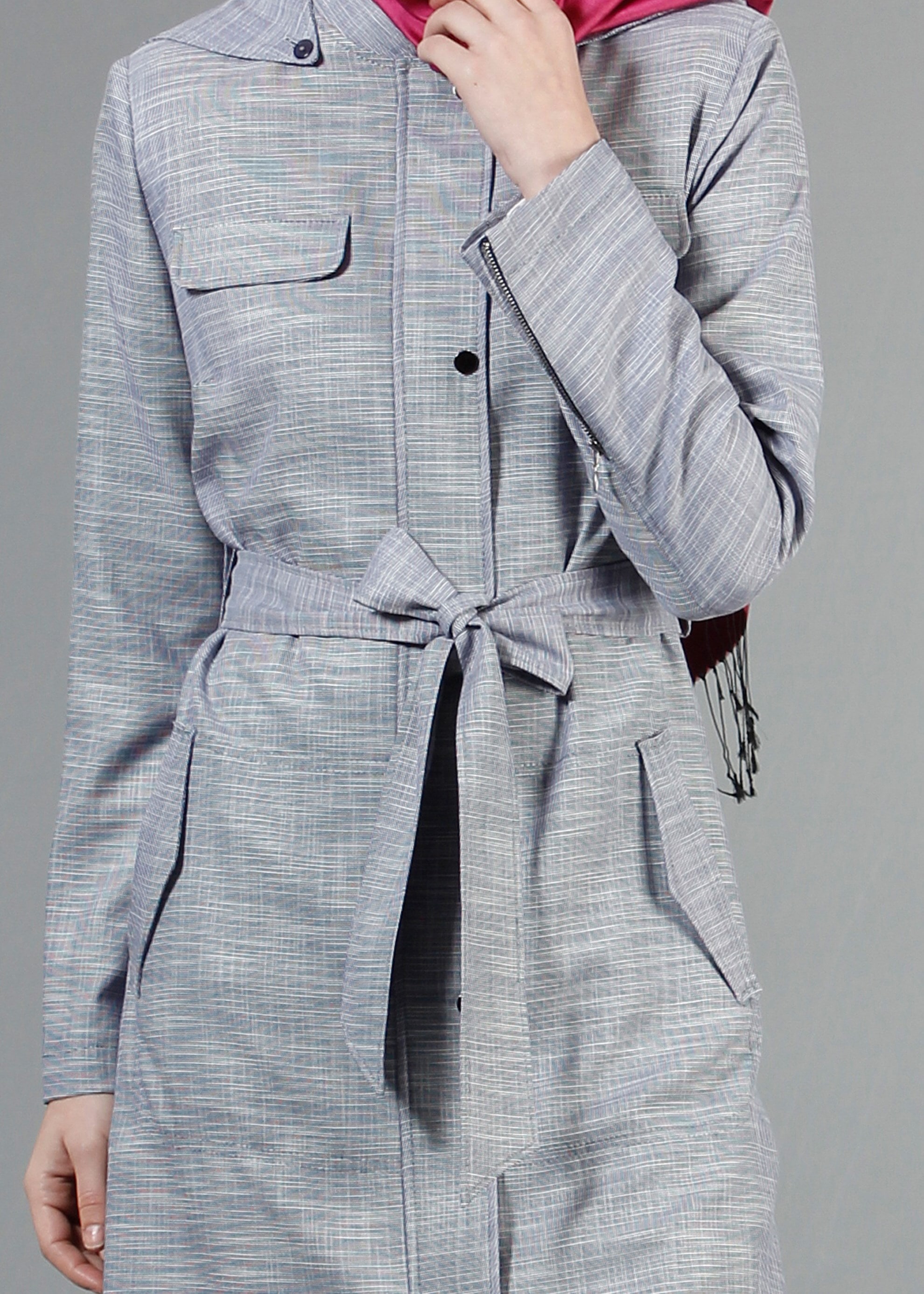 Tesettür giyim LACİVERT 1770 New Shine Tesettür Trench 36/44(38-40) TEK38