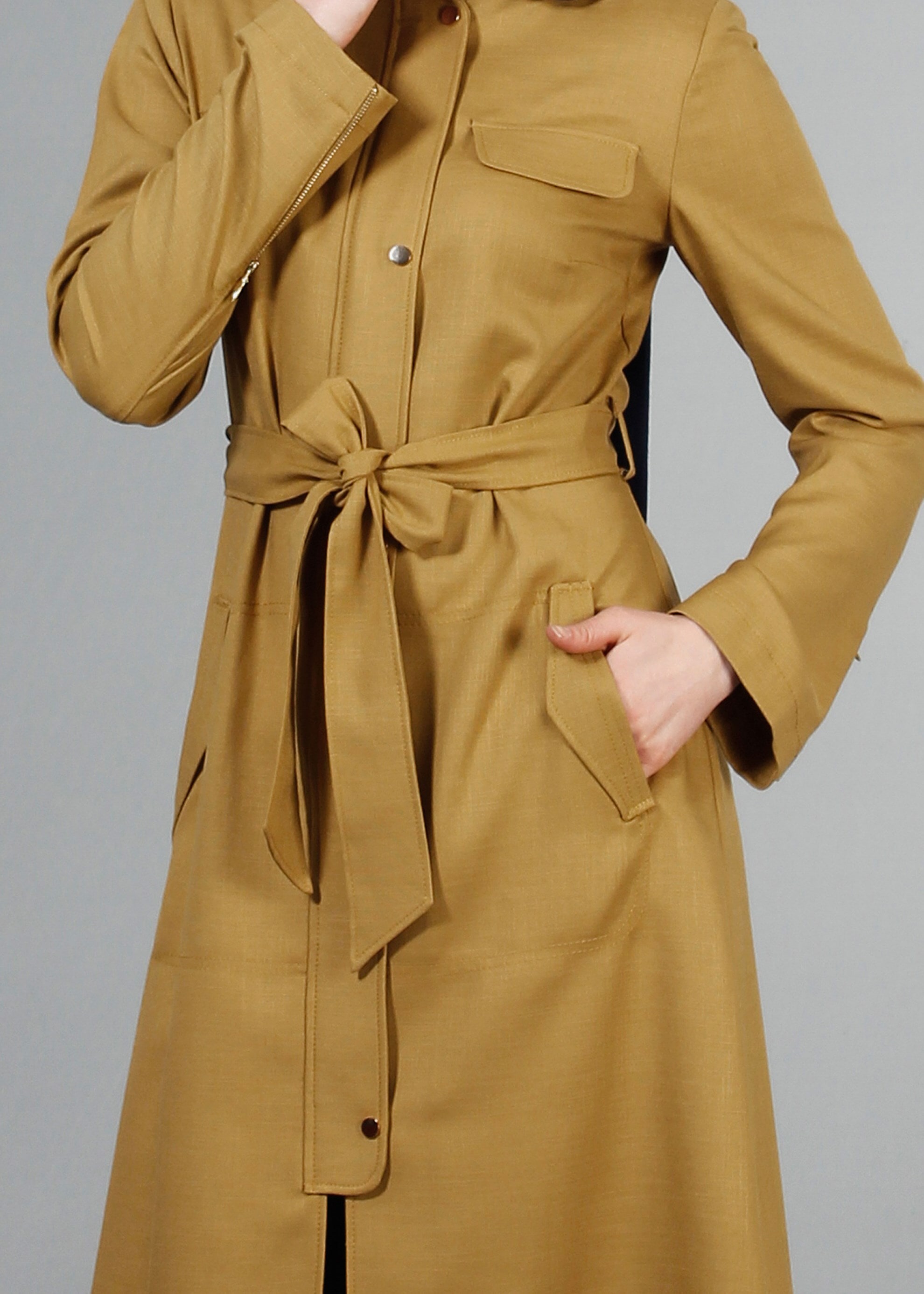 Tesettür giyim YEŞİL 1770 New Shine Tesettür Trench 36/44(38-40) TEK38