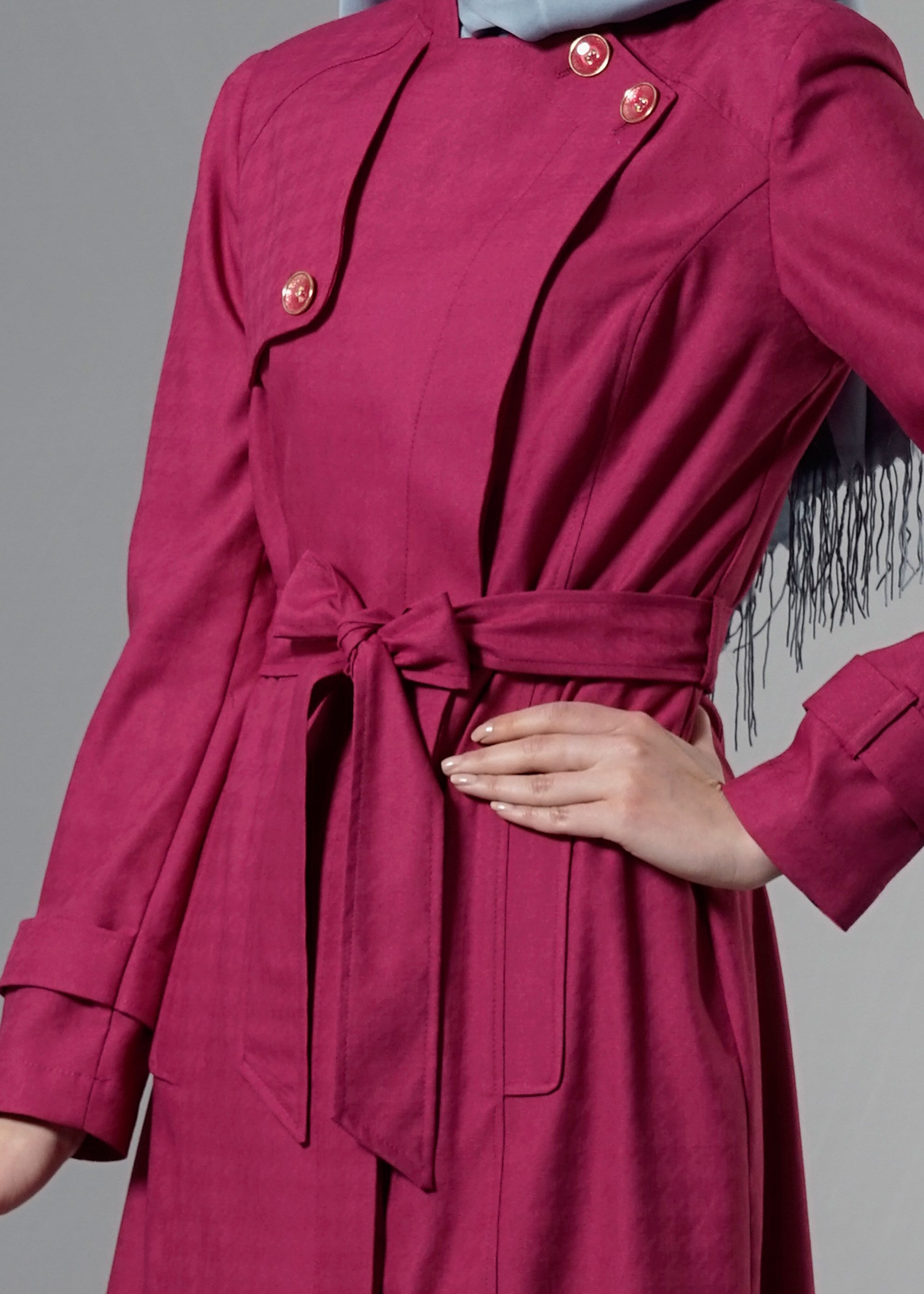 Tesettür giyim FUŞYA 1771 Beril Tesettür Trench 38/44 TEK38