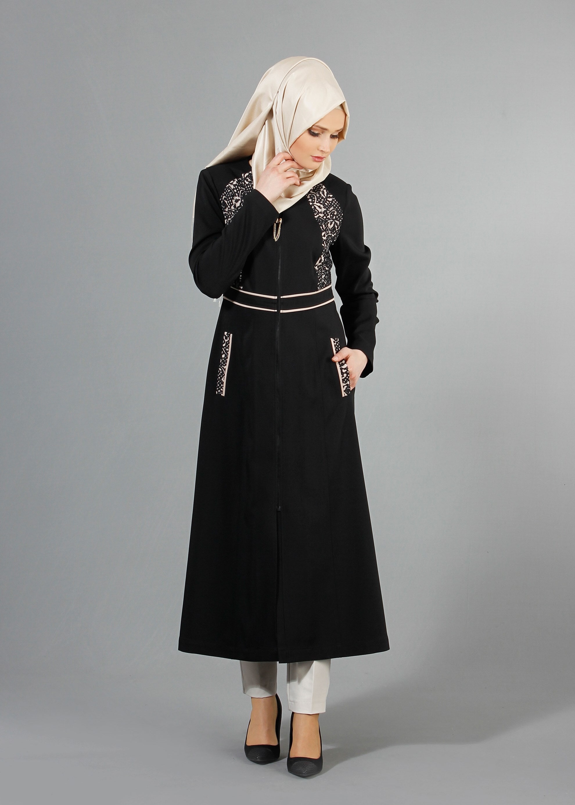 Tesettür giyim SİYAH 1772 Marmaris Tesettür Trech 38/46