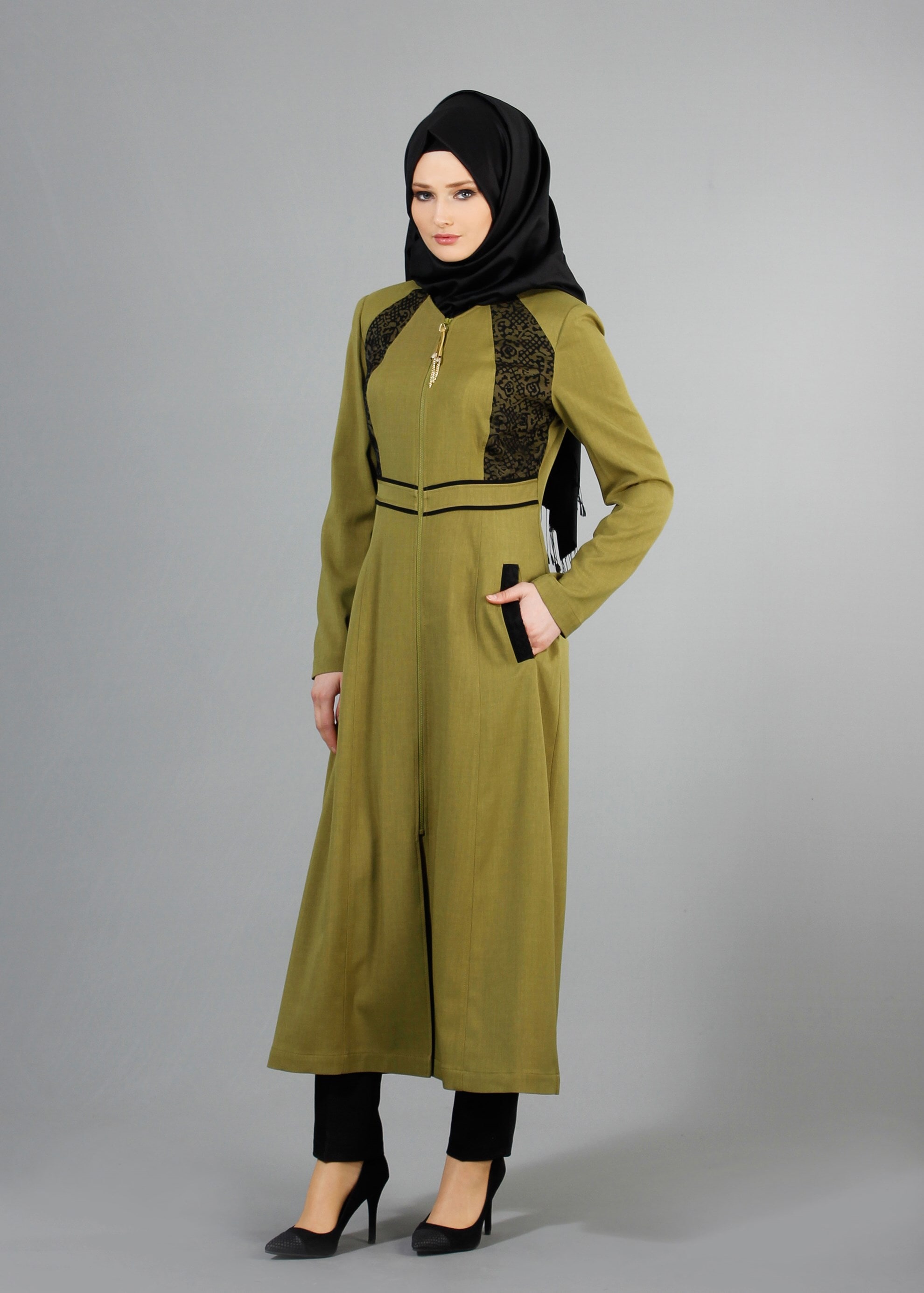 Tesettür giyim YEŞİL 1772 Marmaris Tesettür Trech 38/46