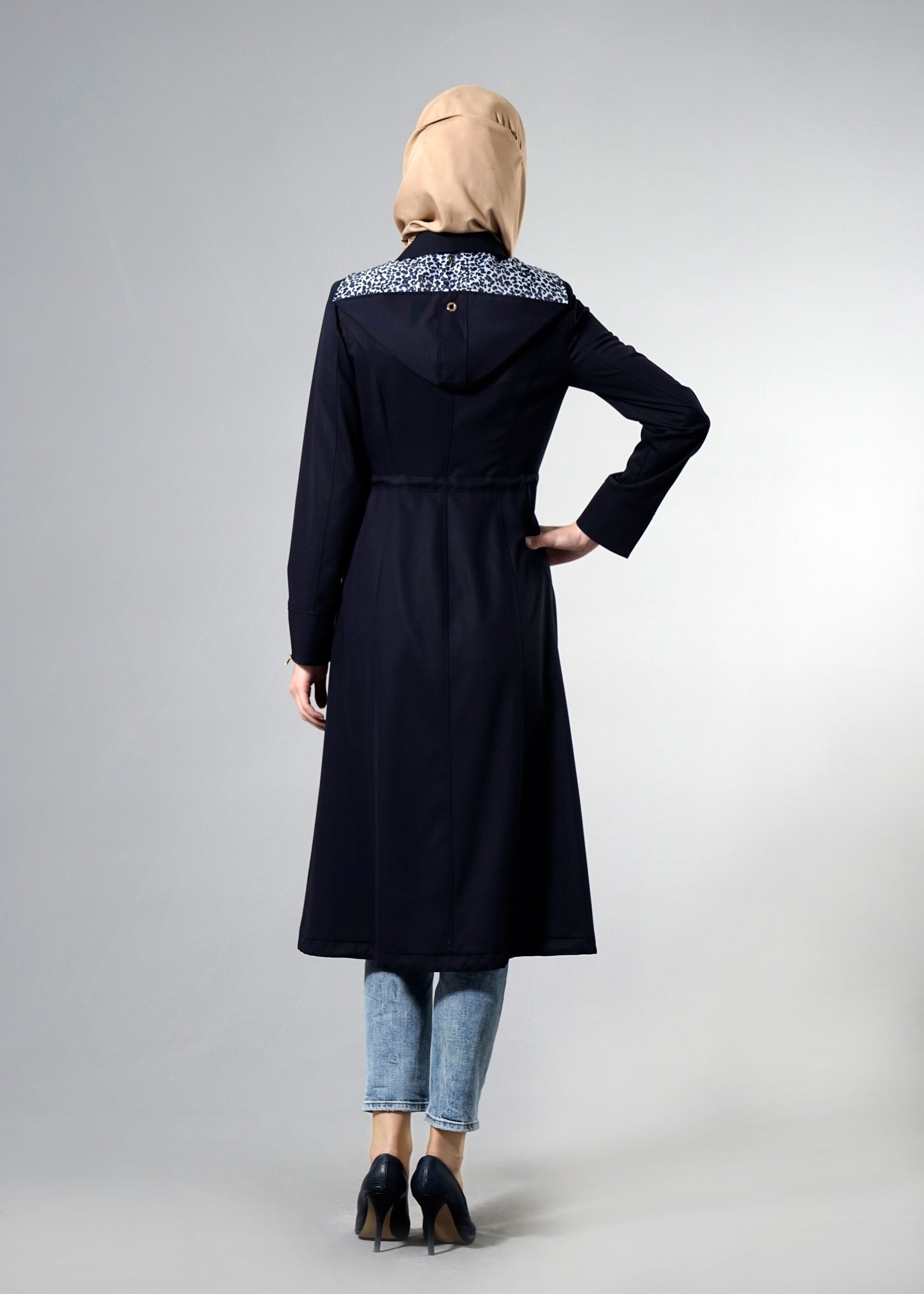 Tesettür giyim LACİVERT 1784 Hilton Tesettür Trench 38/46 TEK40