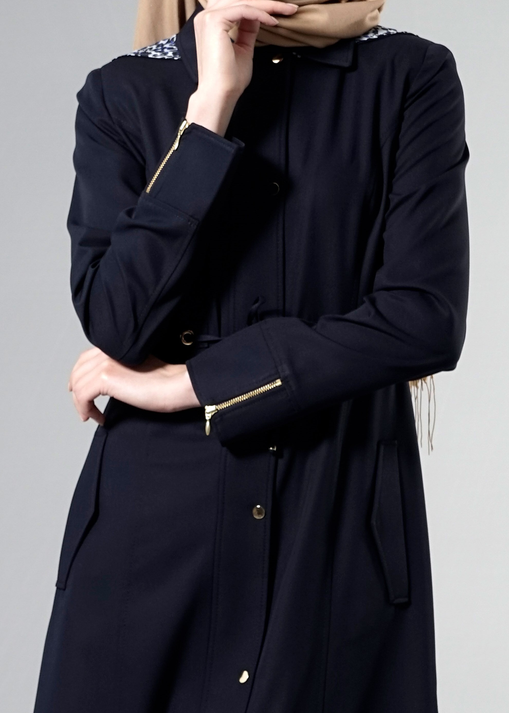 Tesettür giyim LACİVERT 1784 Hilton Tesettür Trench 38/46 TEK40