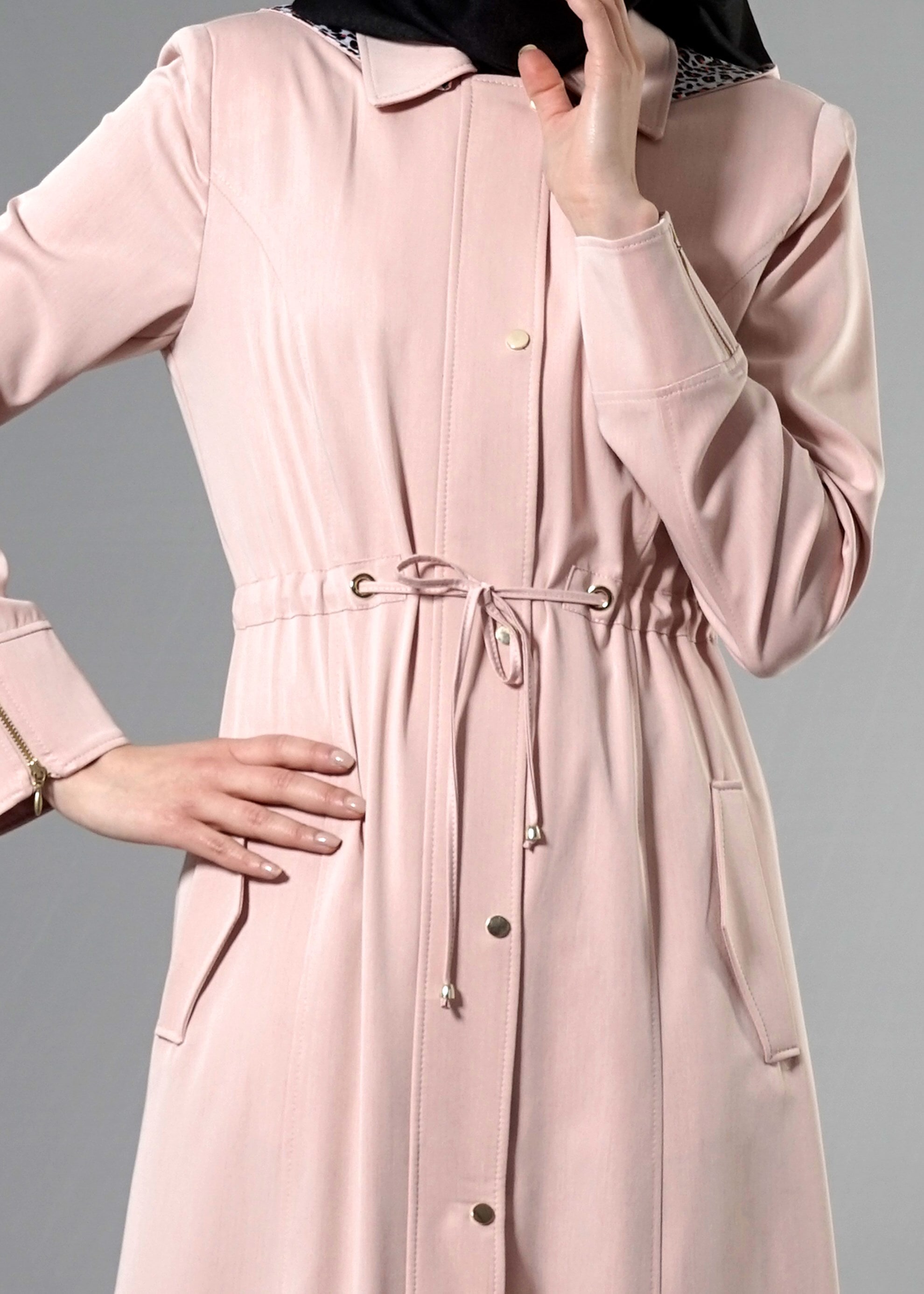 Tesettür giyim PUDRA 1784 Hilton Tesettür Trench 38/46 TEK40