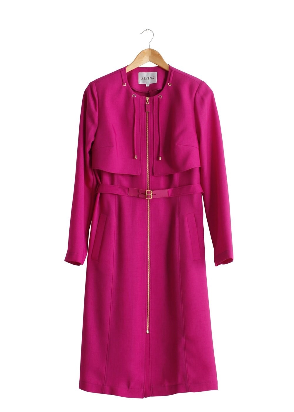 Tesettür giyim FUŞYA BAĞCIK DETAYLI TRENÇKOT 1785