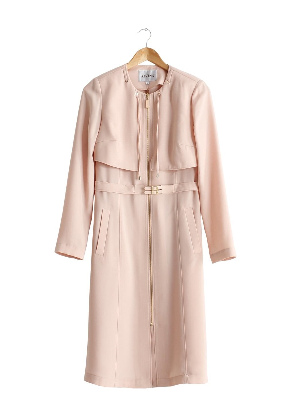 Tesettür giyim PUDRA BAĞCIK DETAYLI TRENÇKOT 1785