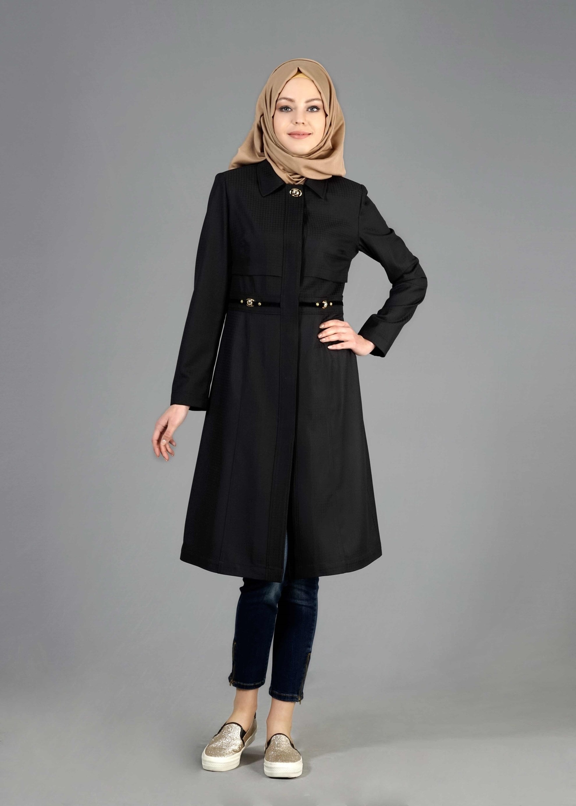 Tesettür giyim SİYAH 1786 Crista Tesettür 652 Trech 38/44 TEK38