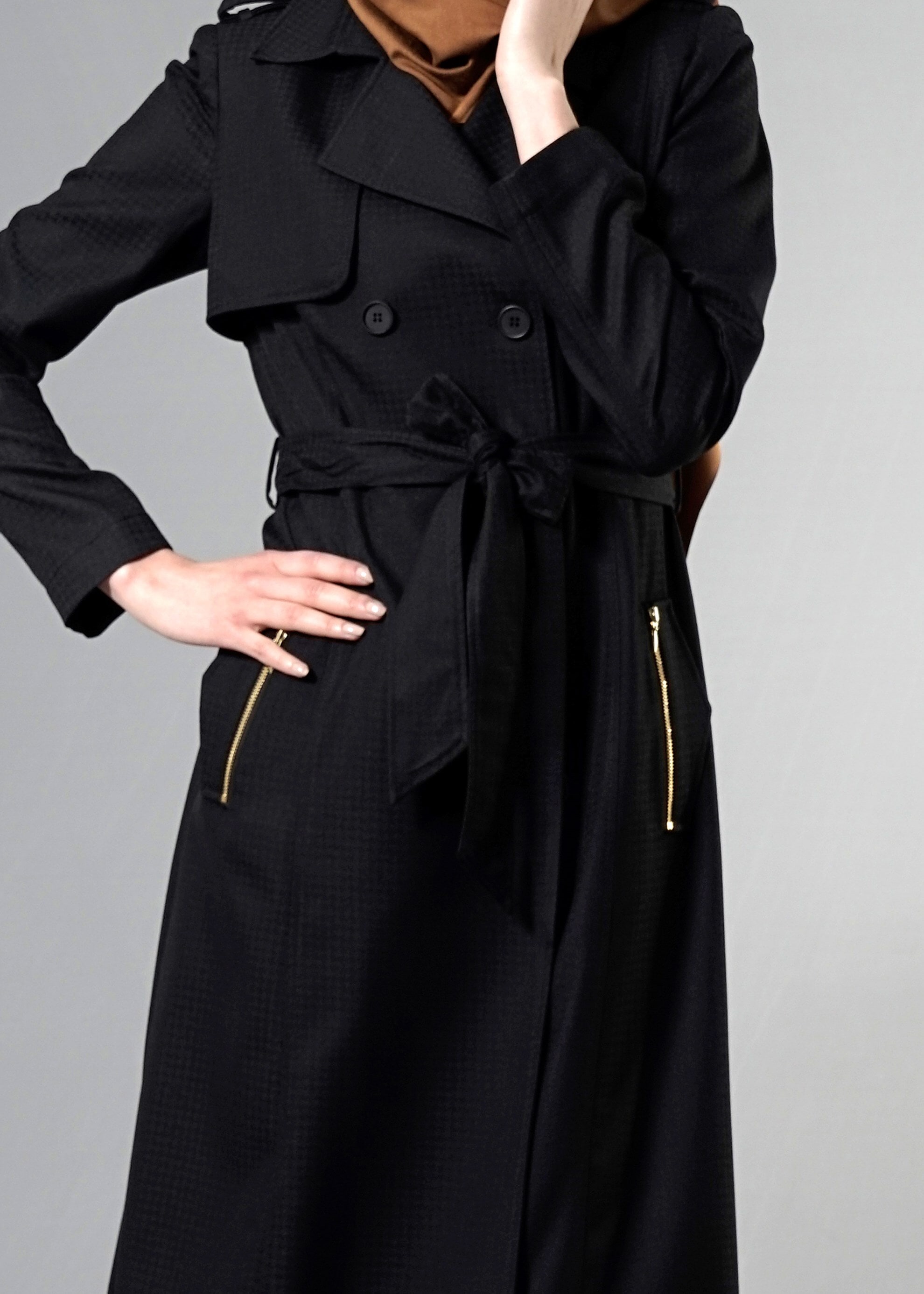 Tesettür giyim SİYAH 1787 Crista Tesettür 652 Trench 38/44 TEK38