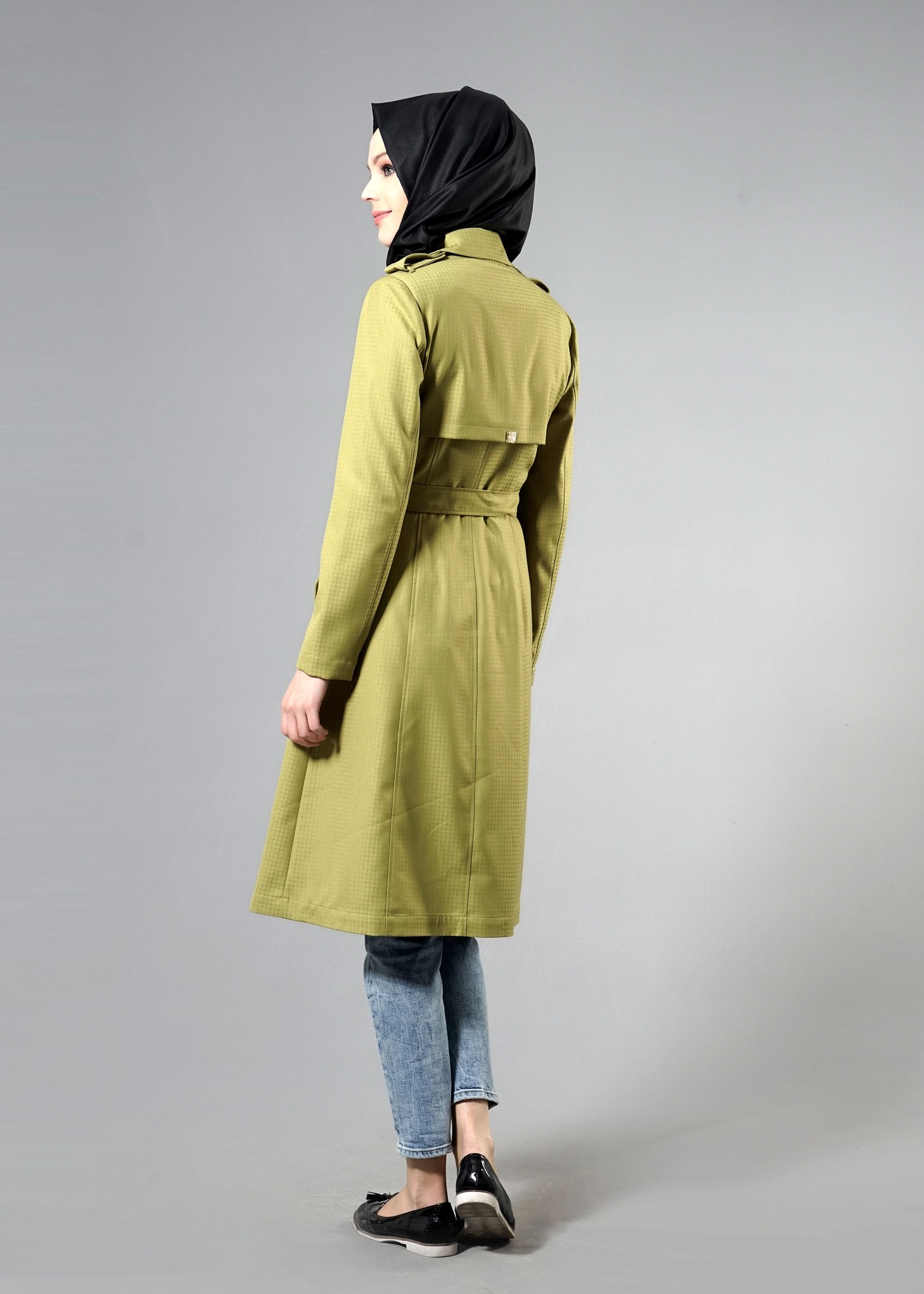 Tesettür giyim YEŞİL 1787 Crista Tesettür 652 Trench 38/44 TEK38