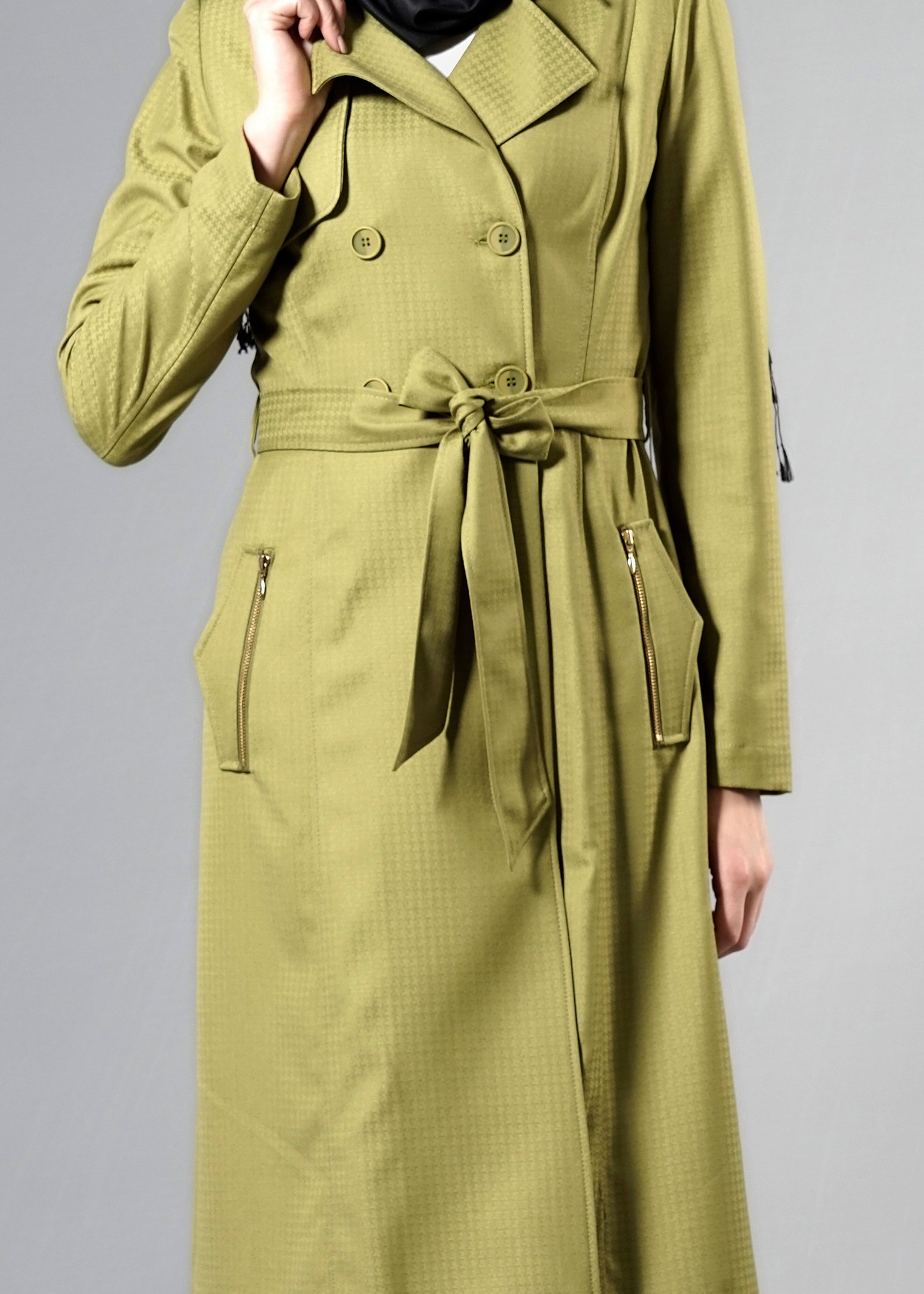 Tesettür giyim YEŞİL 1787 Crista Tesettür 652 Trench 38/44 TEK38