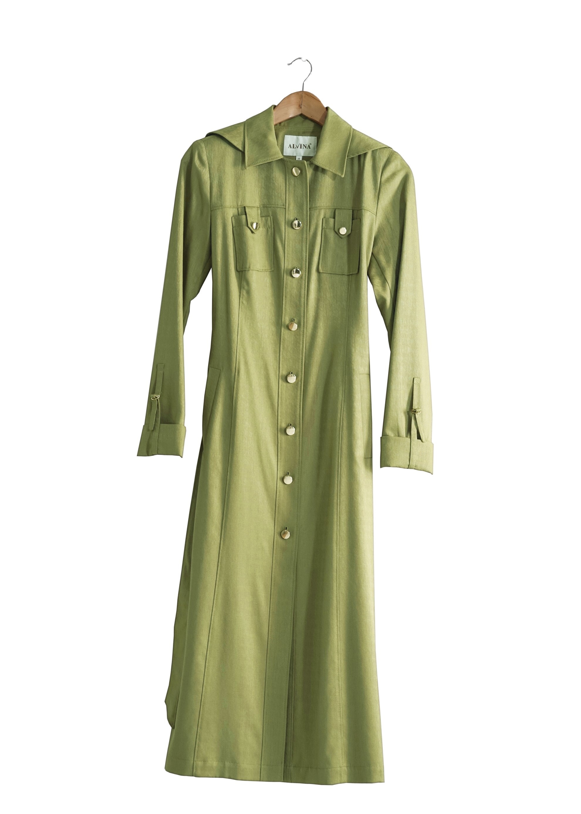 Tesettür giyim YEŞİL 1789 Beril Tesettür 736 Trench 38/46 TEK40