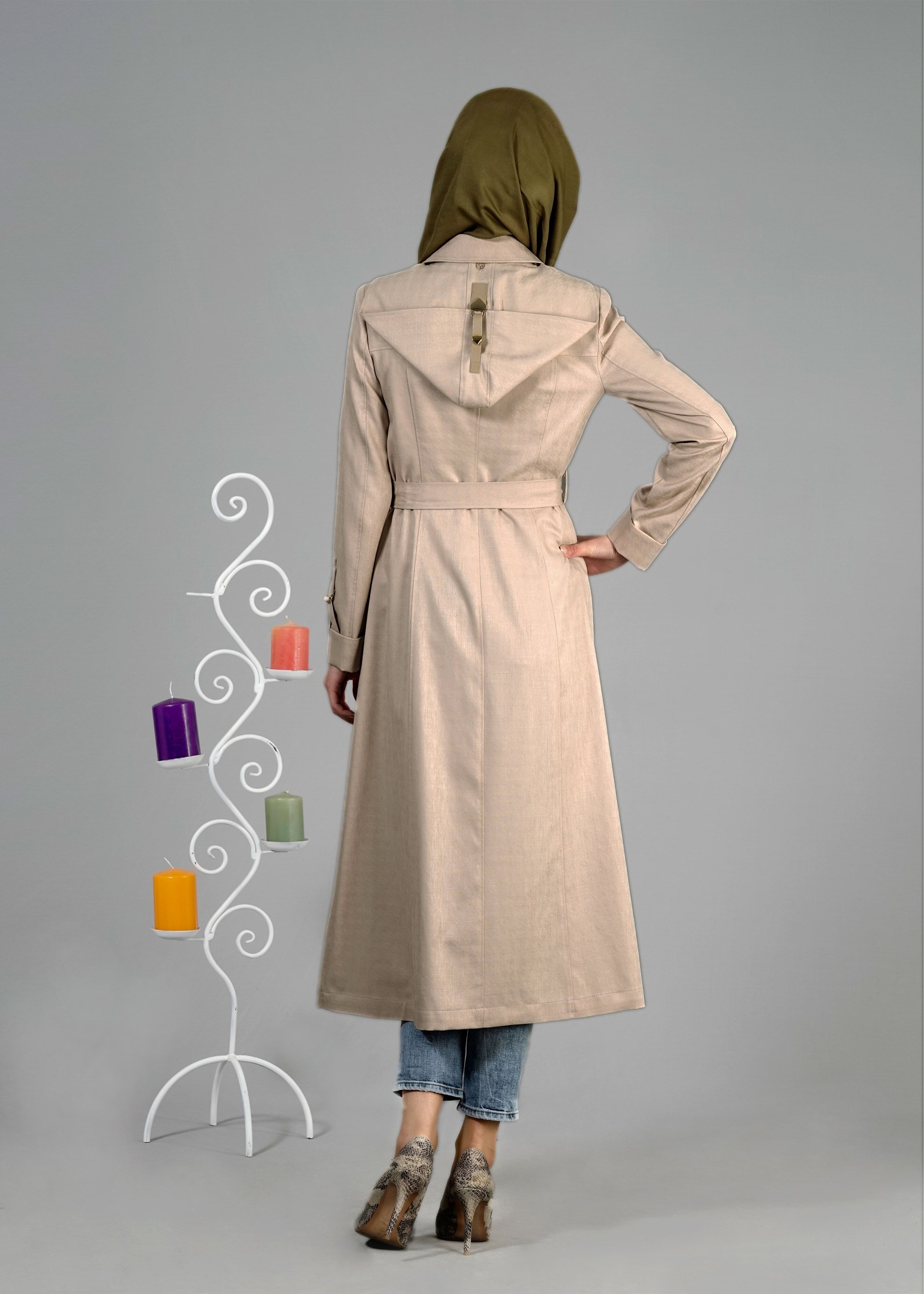 Tesettür giyim BEJ 1789 Beril Tesettür 736 Trench 38/46 TEK40