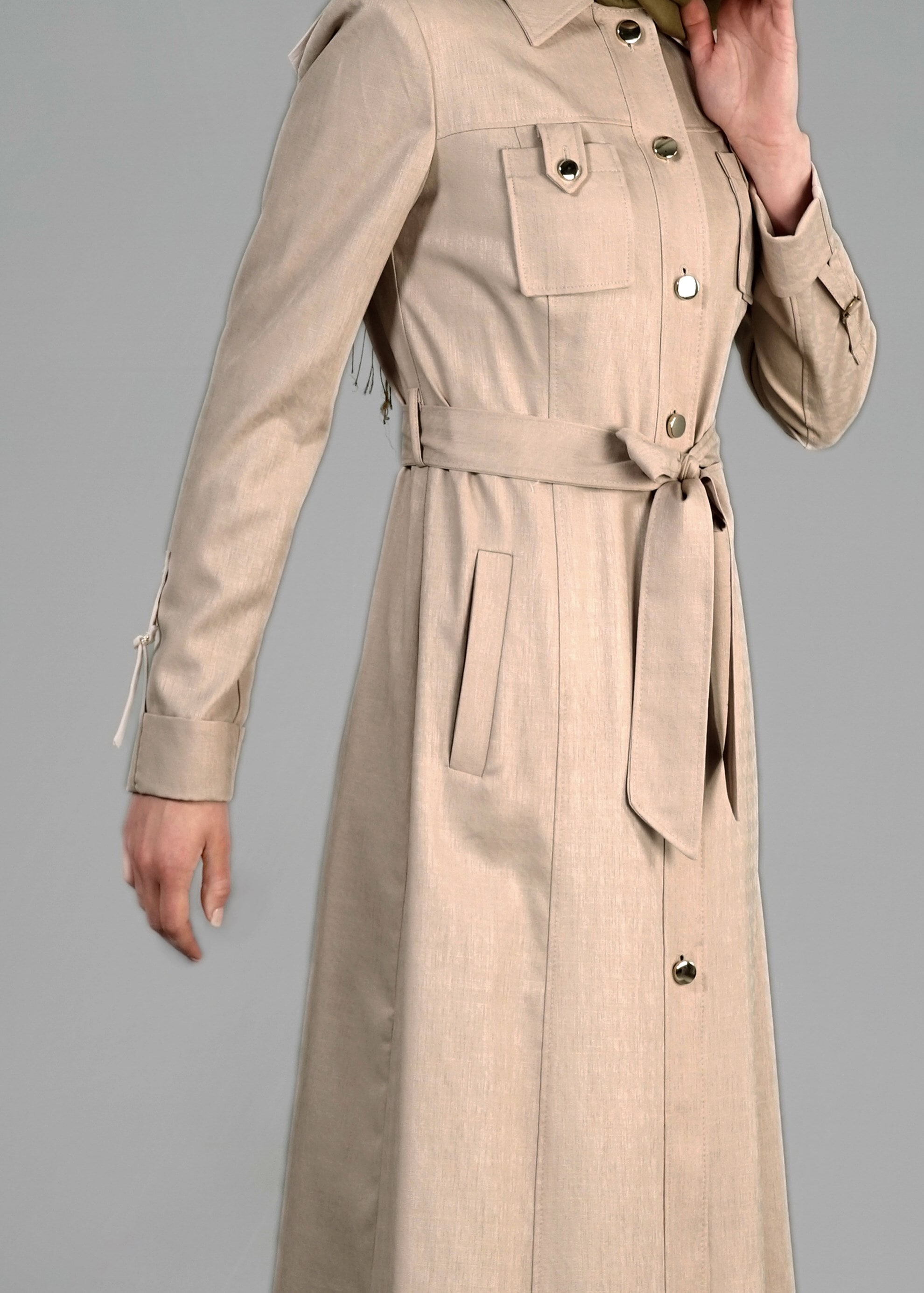 Tesettür giyim BEJ 1789 Beril Tesettür 736 Trench 38/46 TEK40