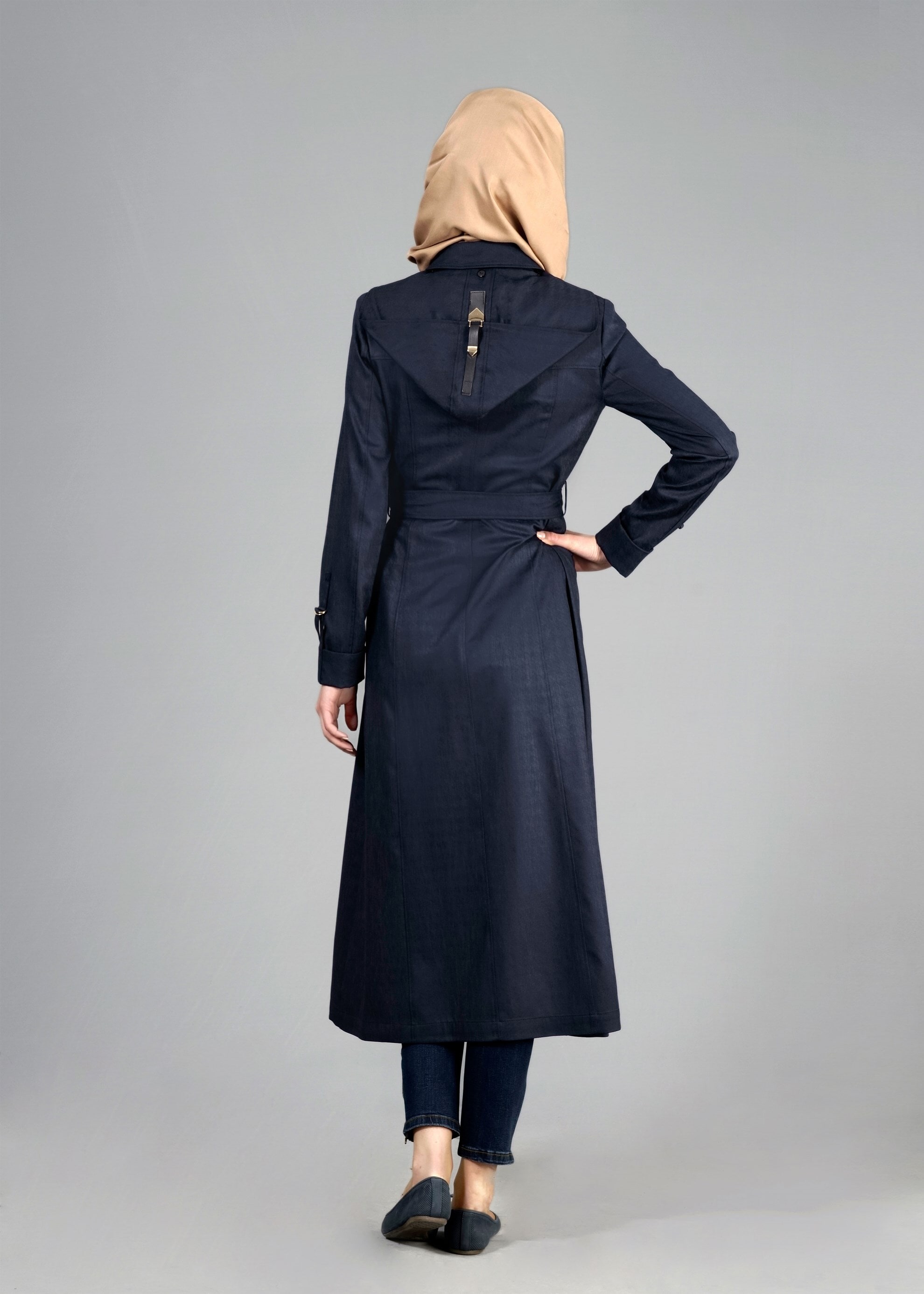Tesettür giyim LACİVERT 1789 Beril Tesettür 736 Trench 38/46 TEK40