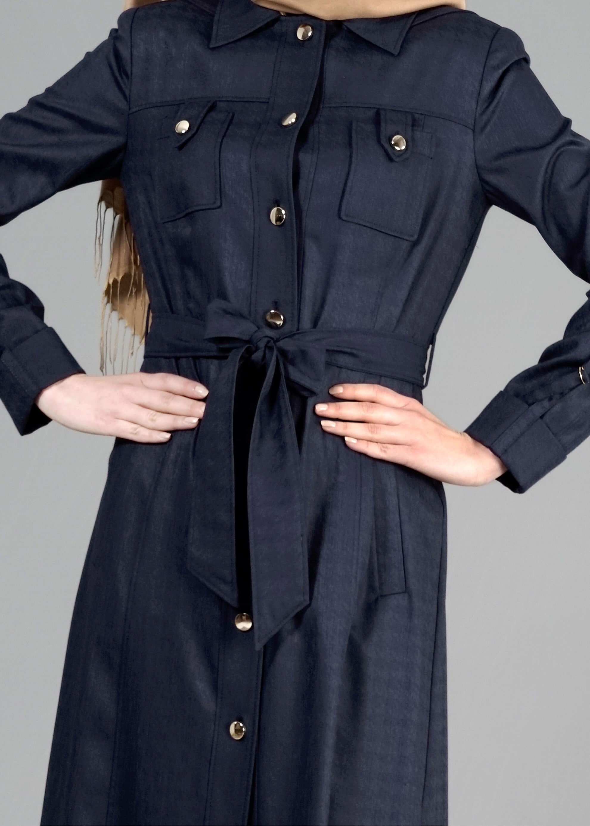 Tesettür giyim LACİVERT 1789 Beril Tesettür 736 Trench 38/46 TEK40