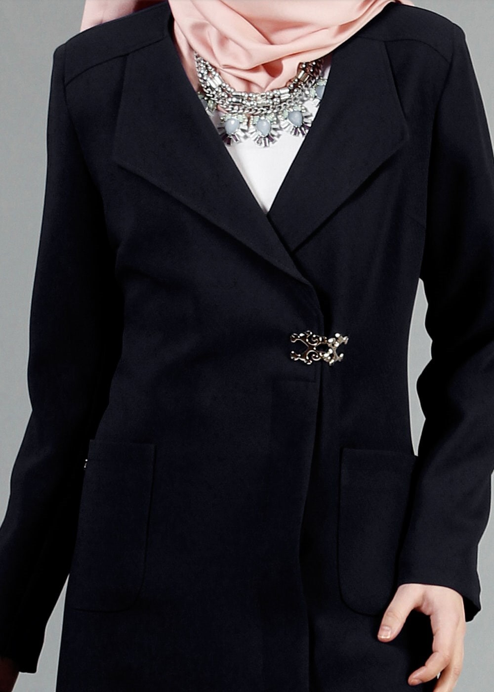 Tesettür giyim SİYAH 1791 Winter Efsane Tesettür Trench 38/46 TEK40