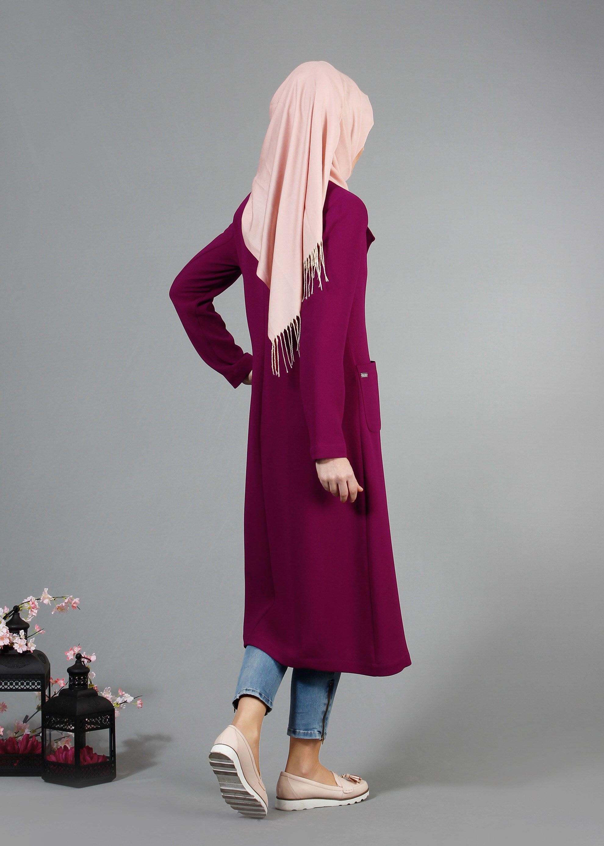 Tesettür giyim FUŞYA 1791 Winter Efsane Tesettür Trench 38/46 TEK40