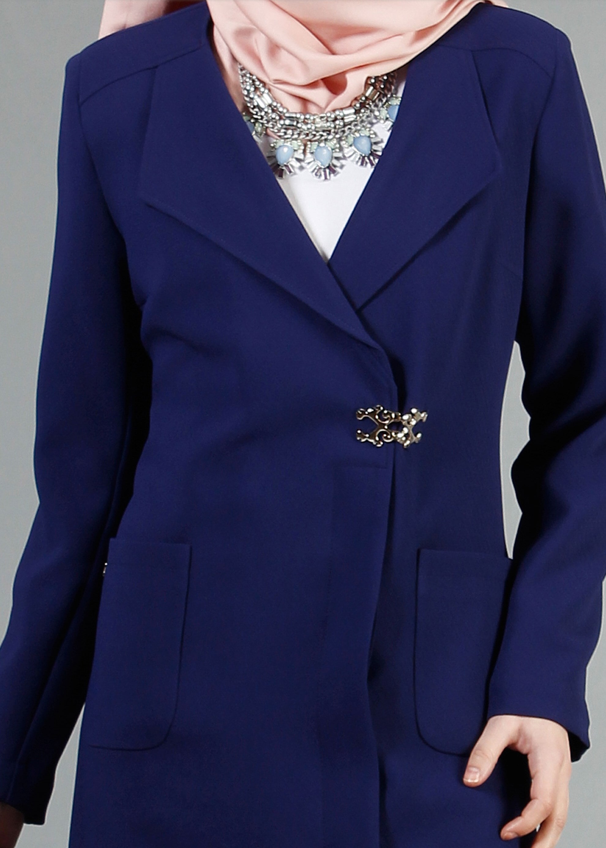 Tesettür giyim LACİVERT 1791 Winter Efsane Tesettür Trench 38/46 TEK40