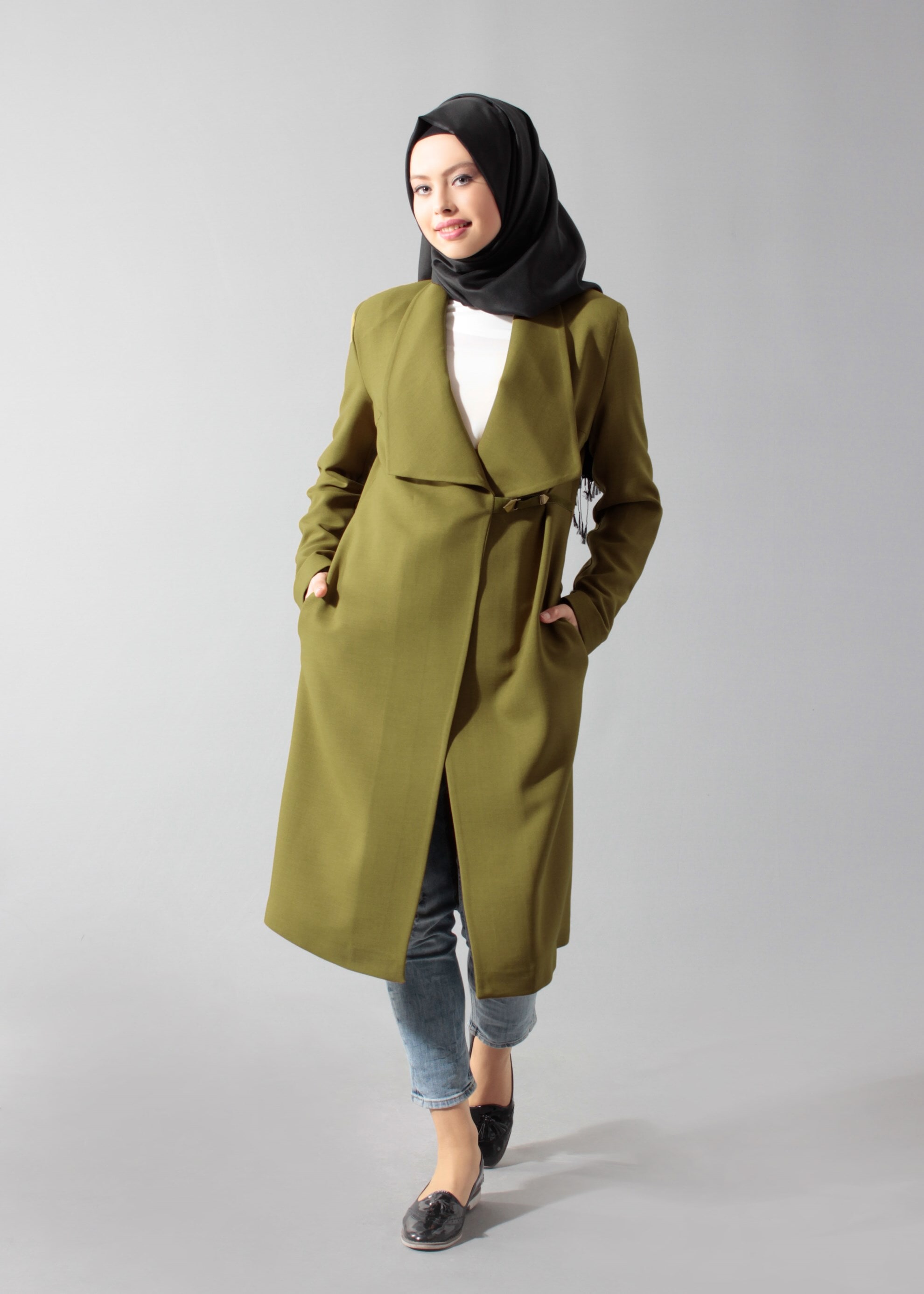 Tesettür giyim YEŞİL 1792 VİOLET TRENCH 38/44 TEK36