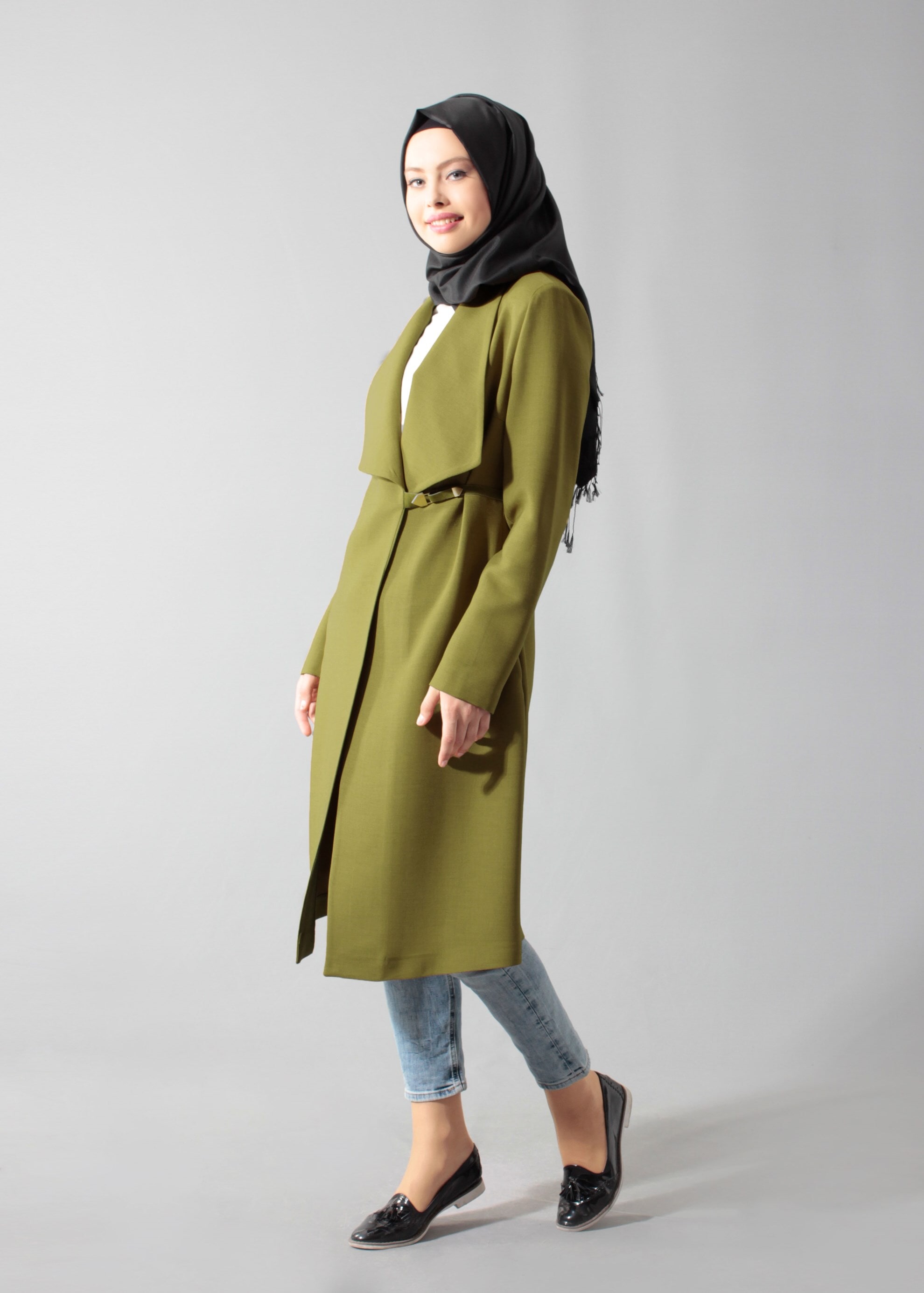 Tesettür giyim YEŞİL 1792 VİOLET TRENCH 38/44 TEK36