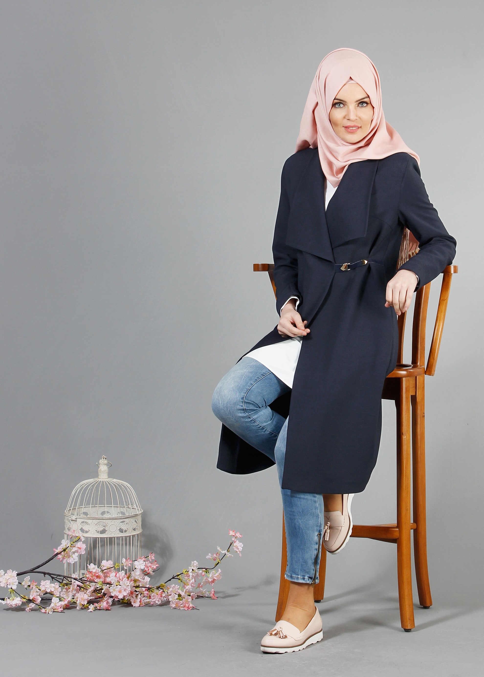 Tesettür giyim LACİVERT 1792 VİOLET TRENCH 38/44 TEK36