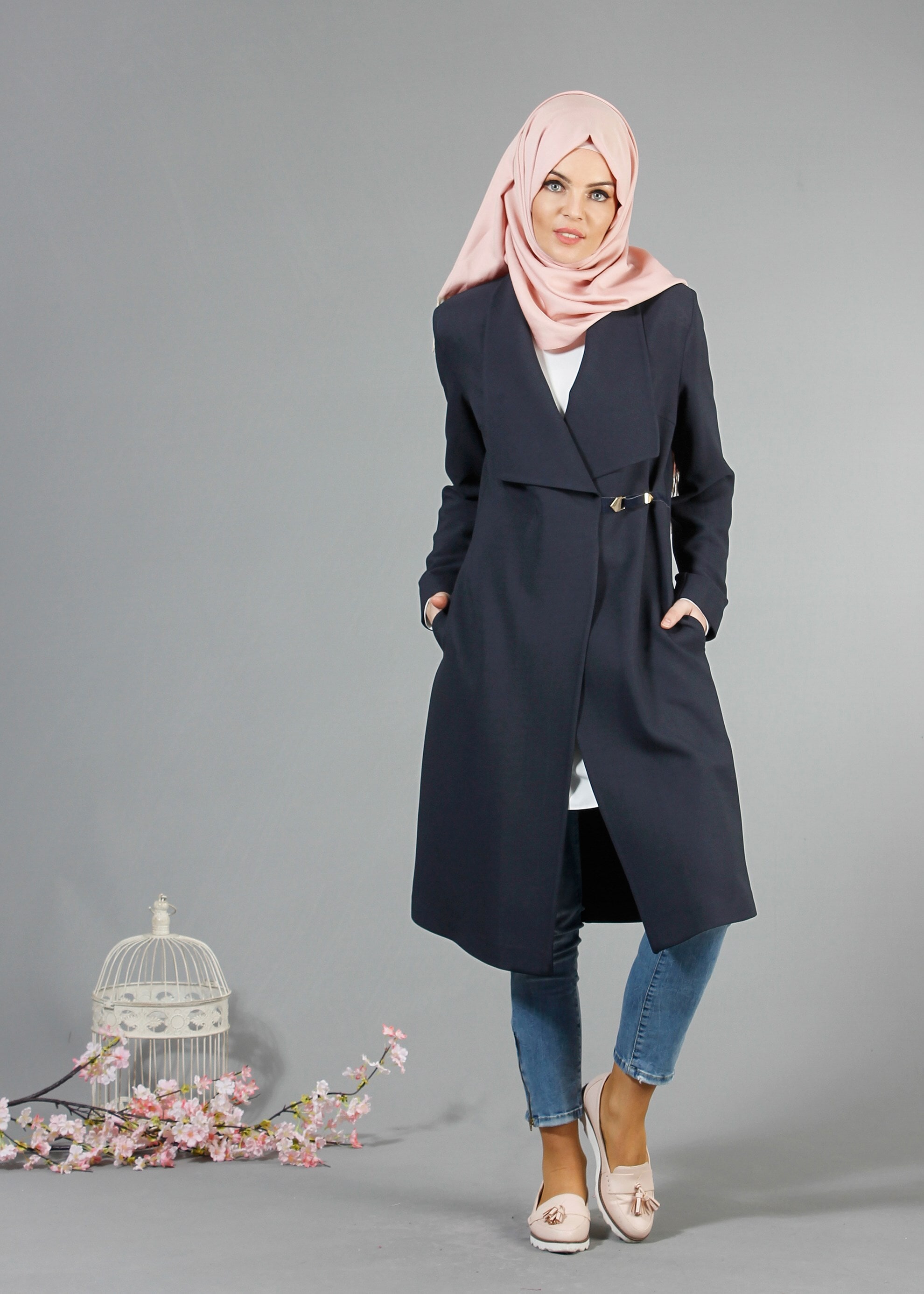 Tesettür giyim LACİVERT 1792 VİOLET TRENCH 38/44 TEK36