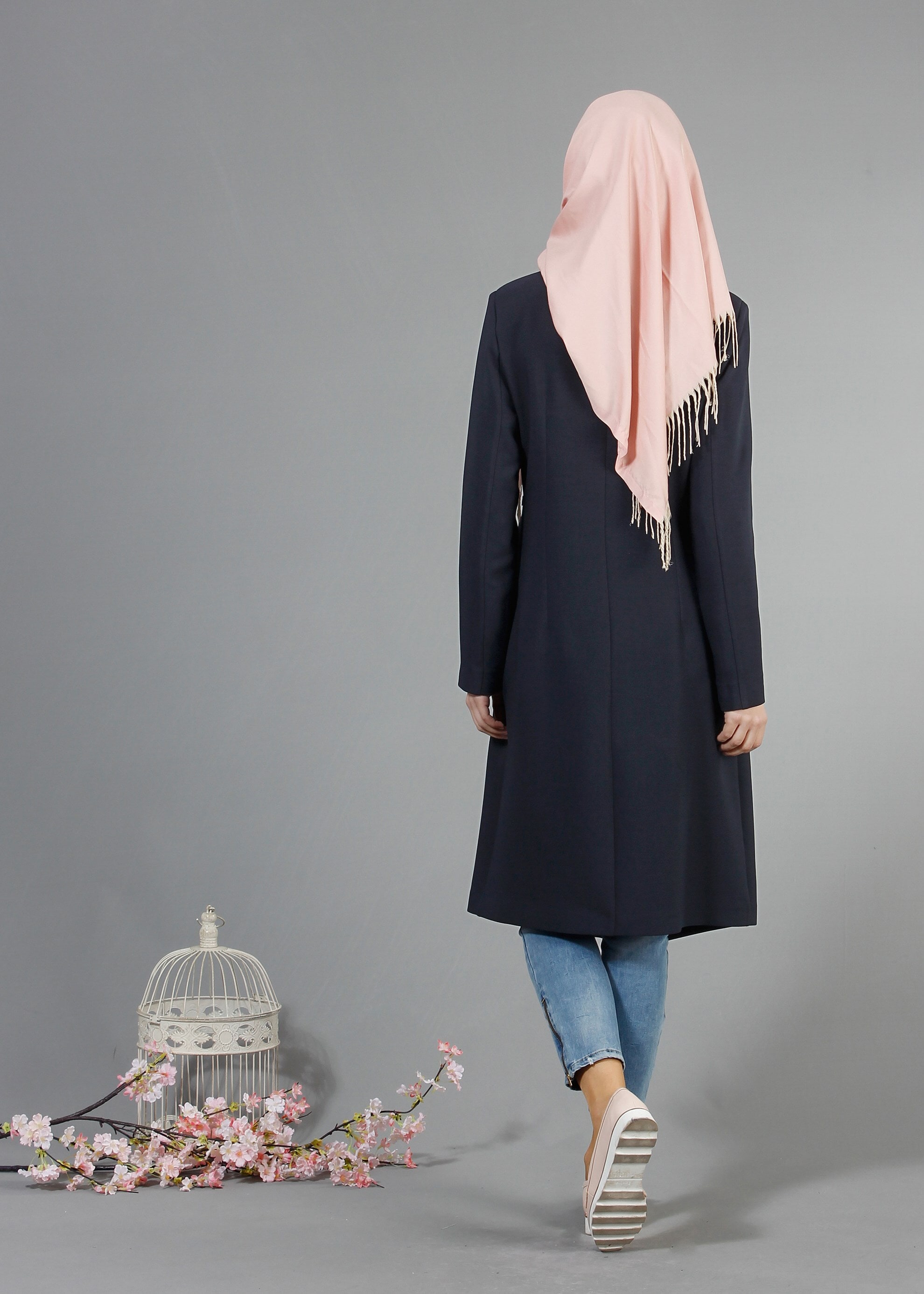 Tesettür giyim LACİVERT 1792 VİOLET TRENCH 38/44 TEK36