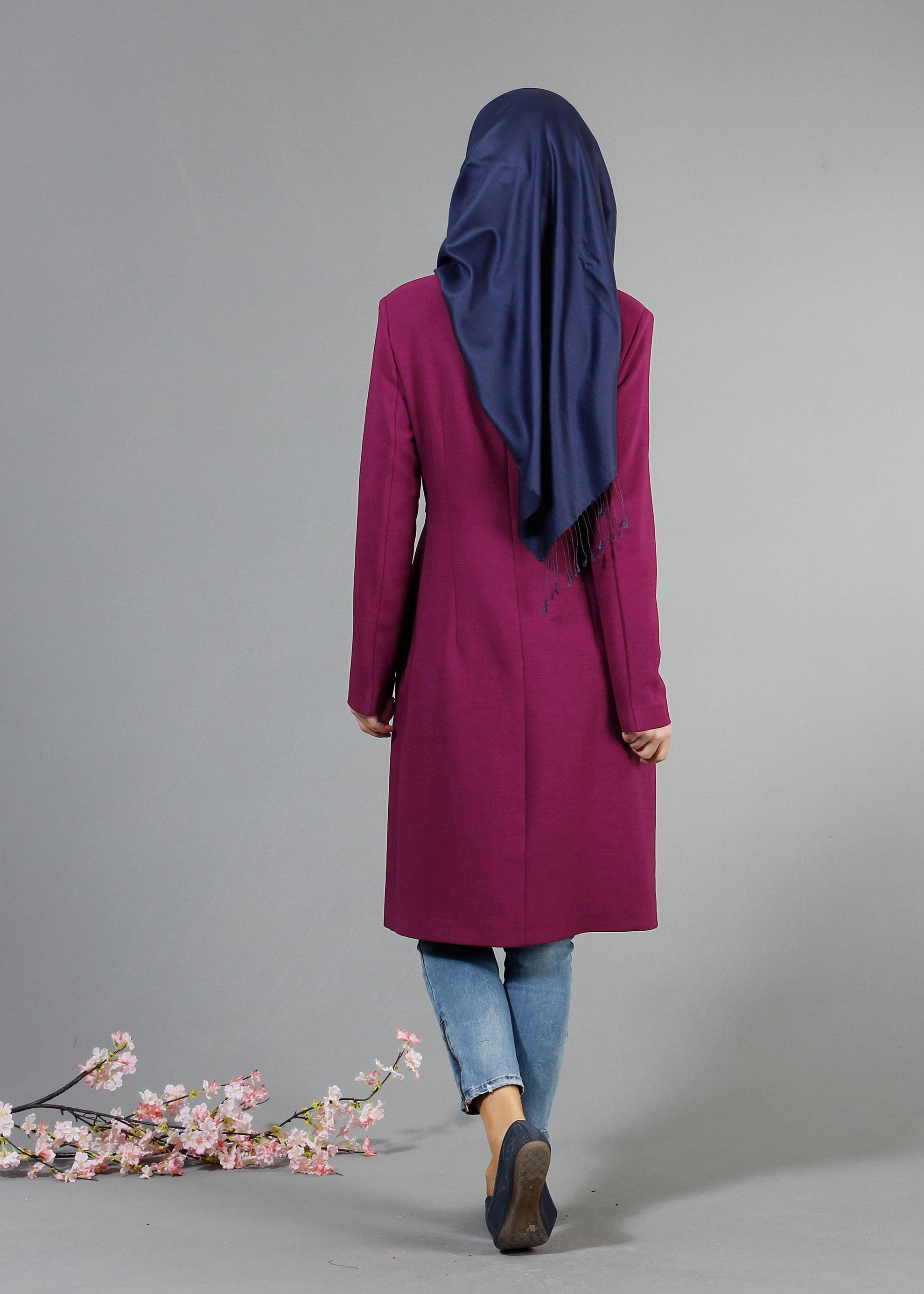 Tesettür giyim MÜRDÜM 1792 VİOLET TRENCH 38/44 TEK36