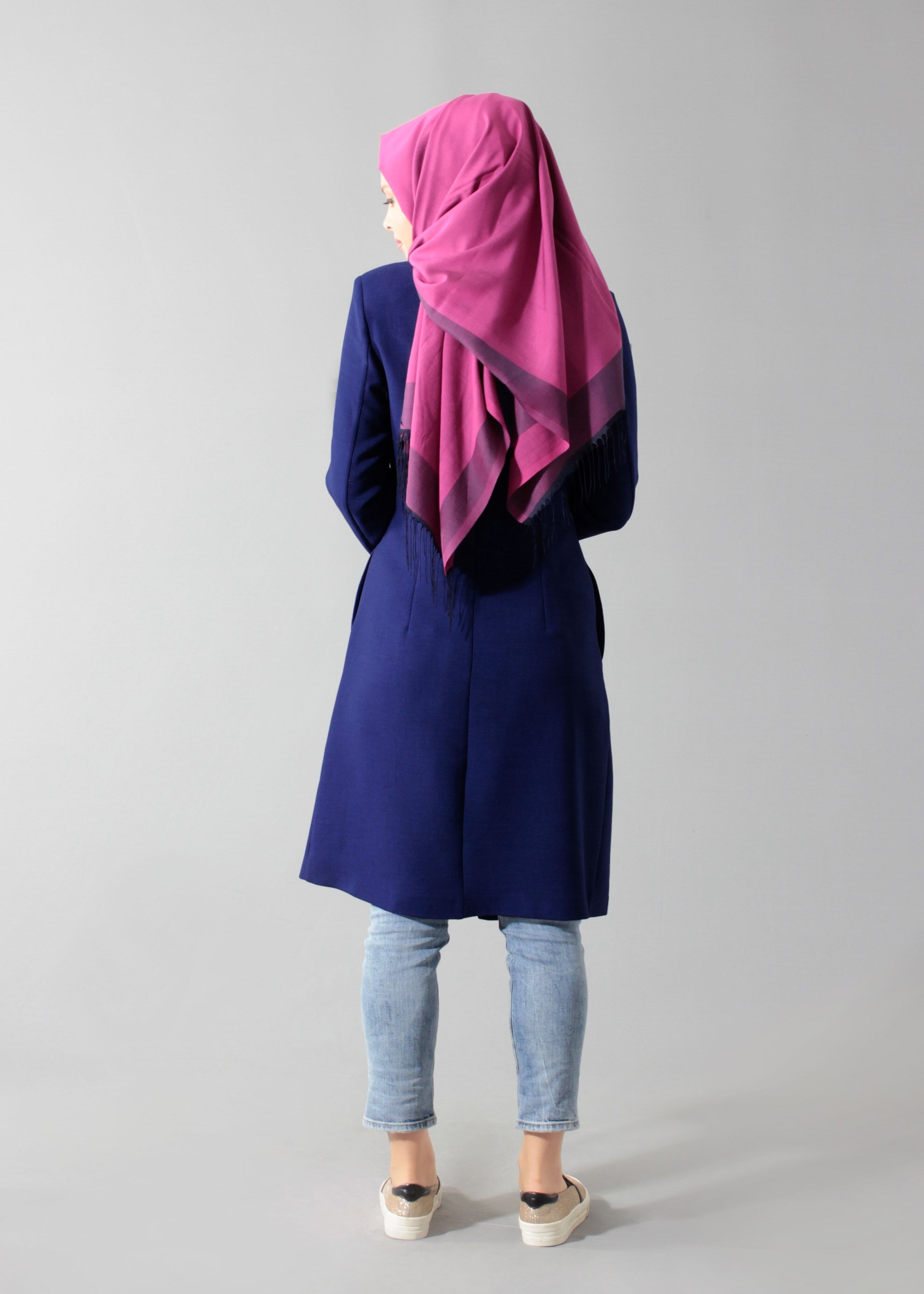 Tesettür giyim LACİVERT 1792 VİOLET TRENCH 38/44 TEK36