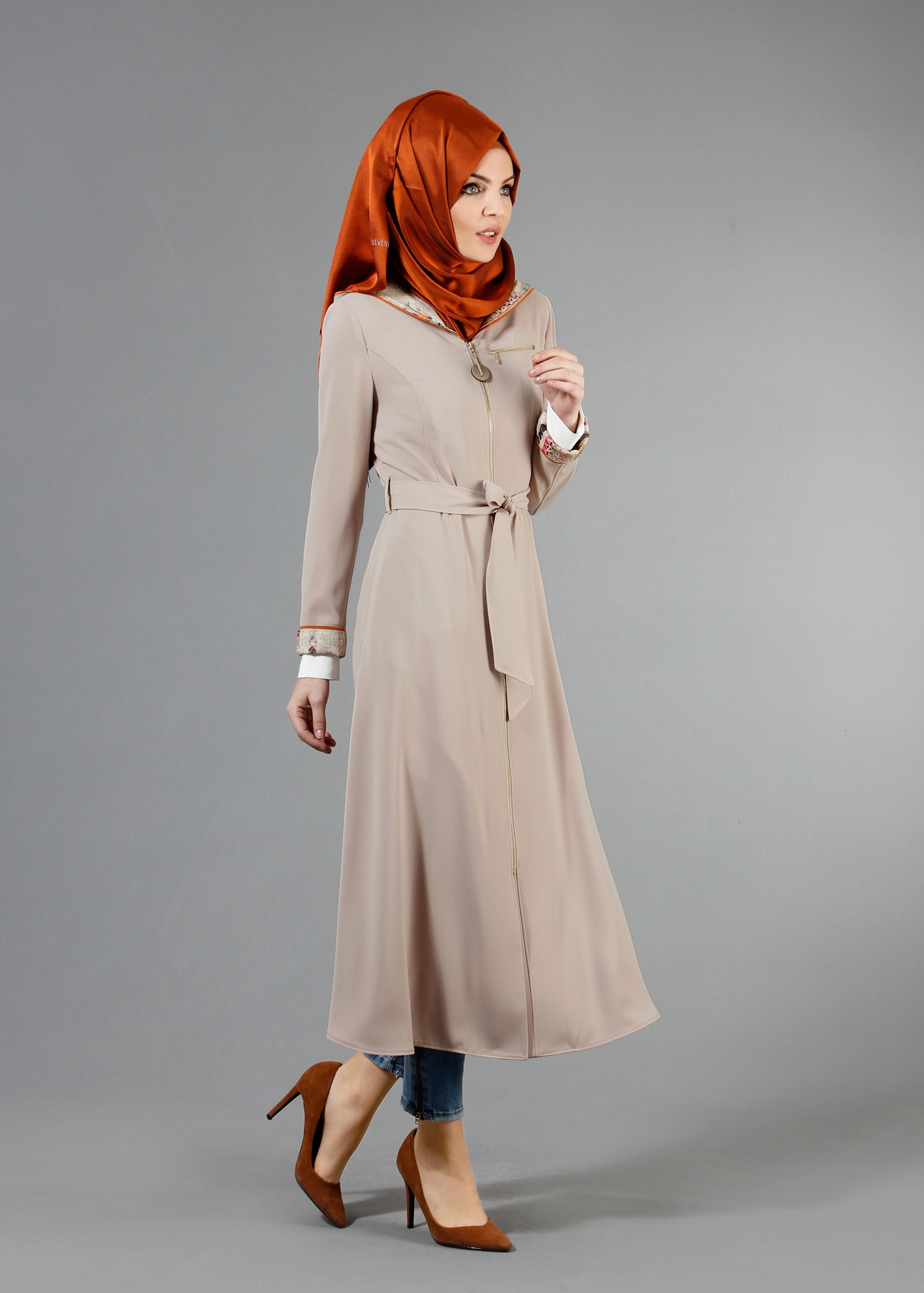Tesettür giyim BEJ 1794 Farah Tesettür Trench 38/46 TEK40