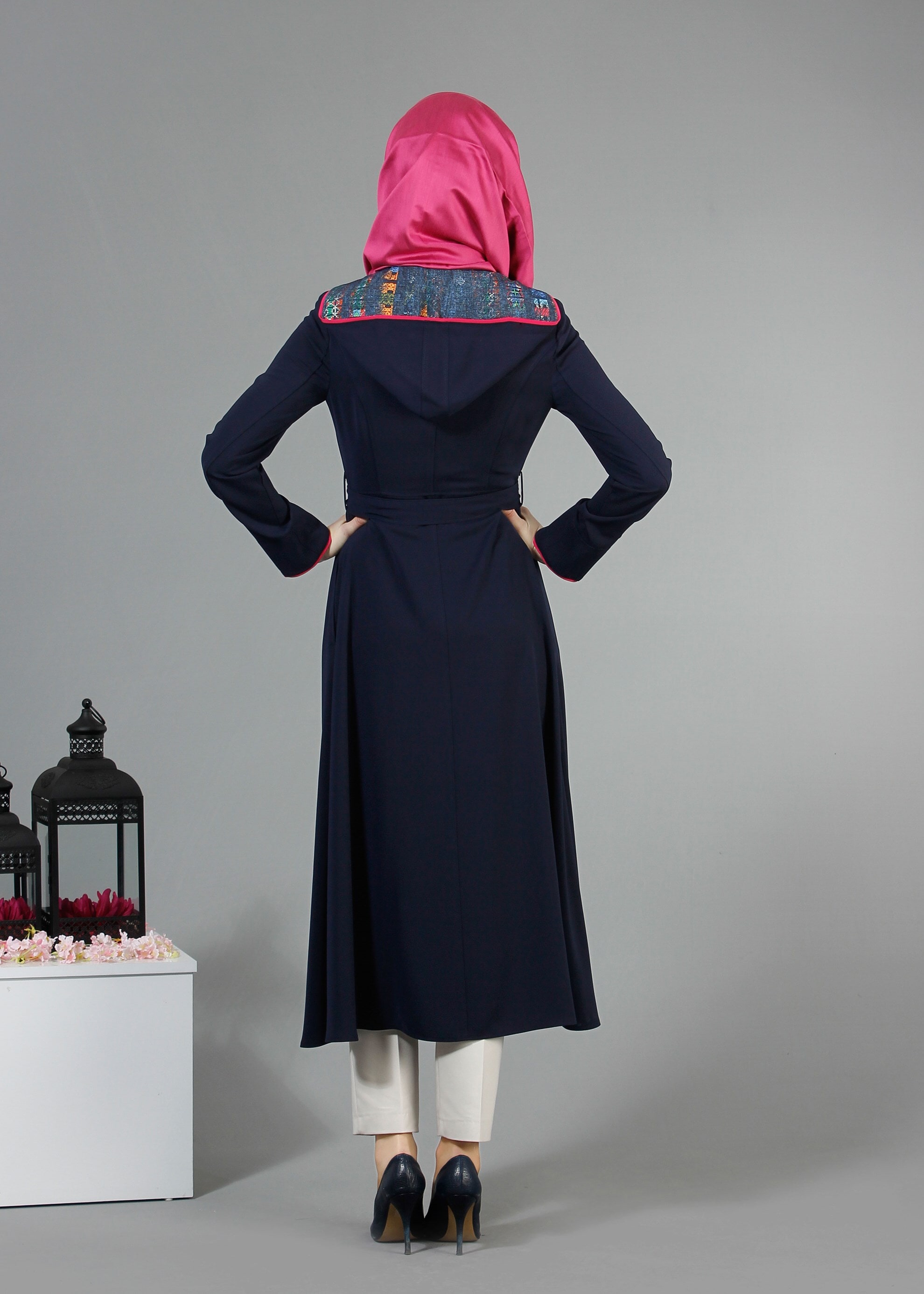 Tesettür giyim LACİVERT 1794 Farah Tesettür Trench 38/46 TEK40