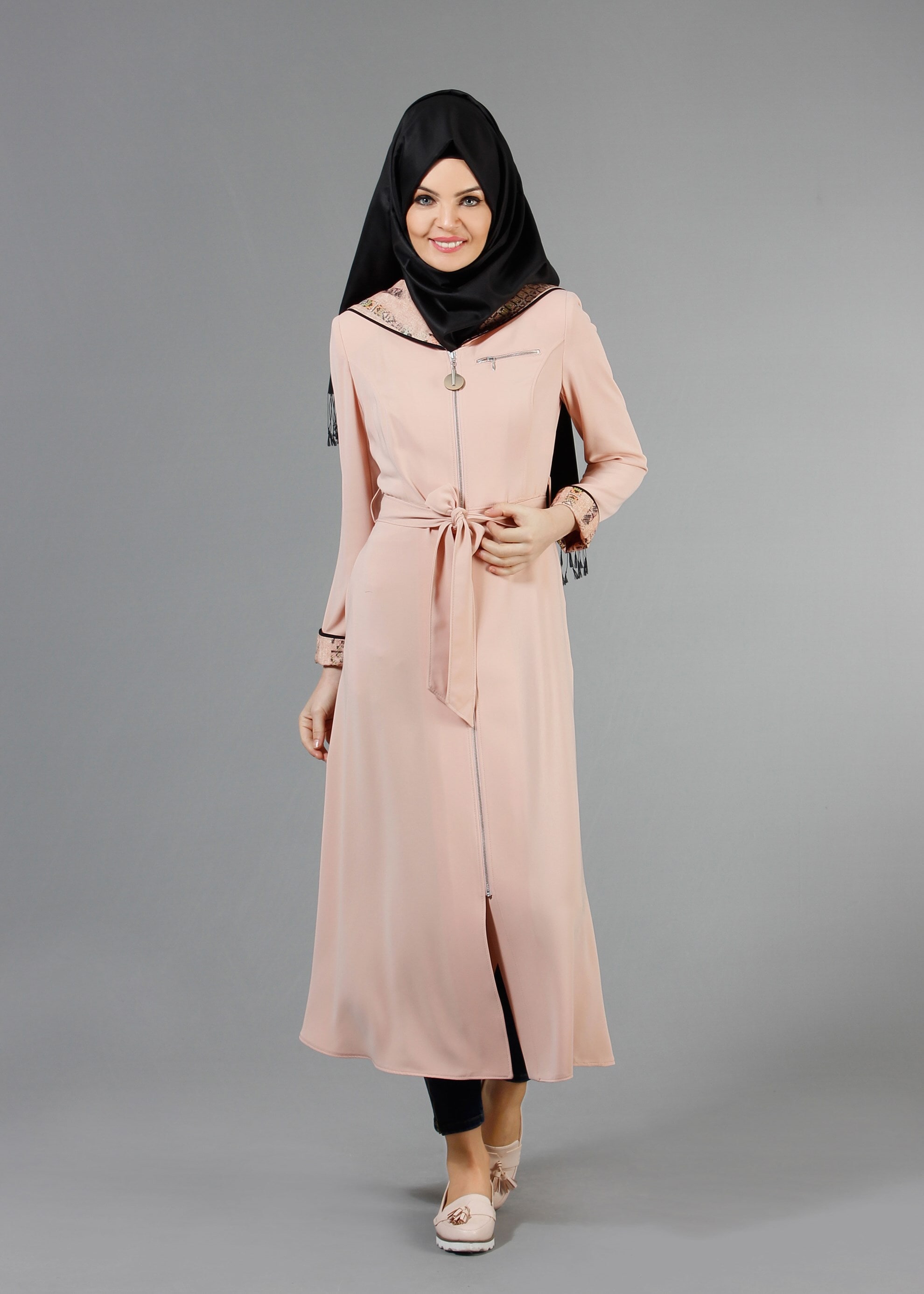 Tesettür giyim PUDRA 1794 Farah Tesettür Trench 38/46 TEK40