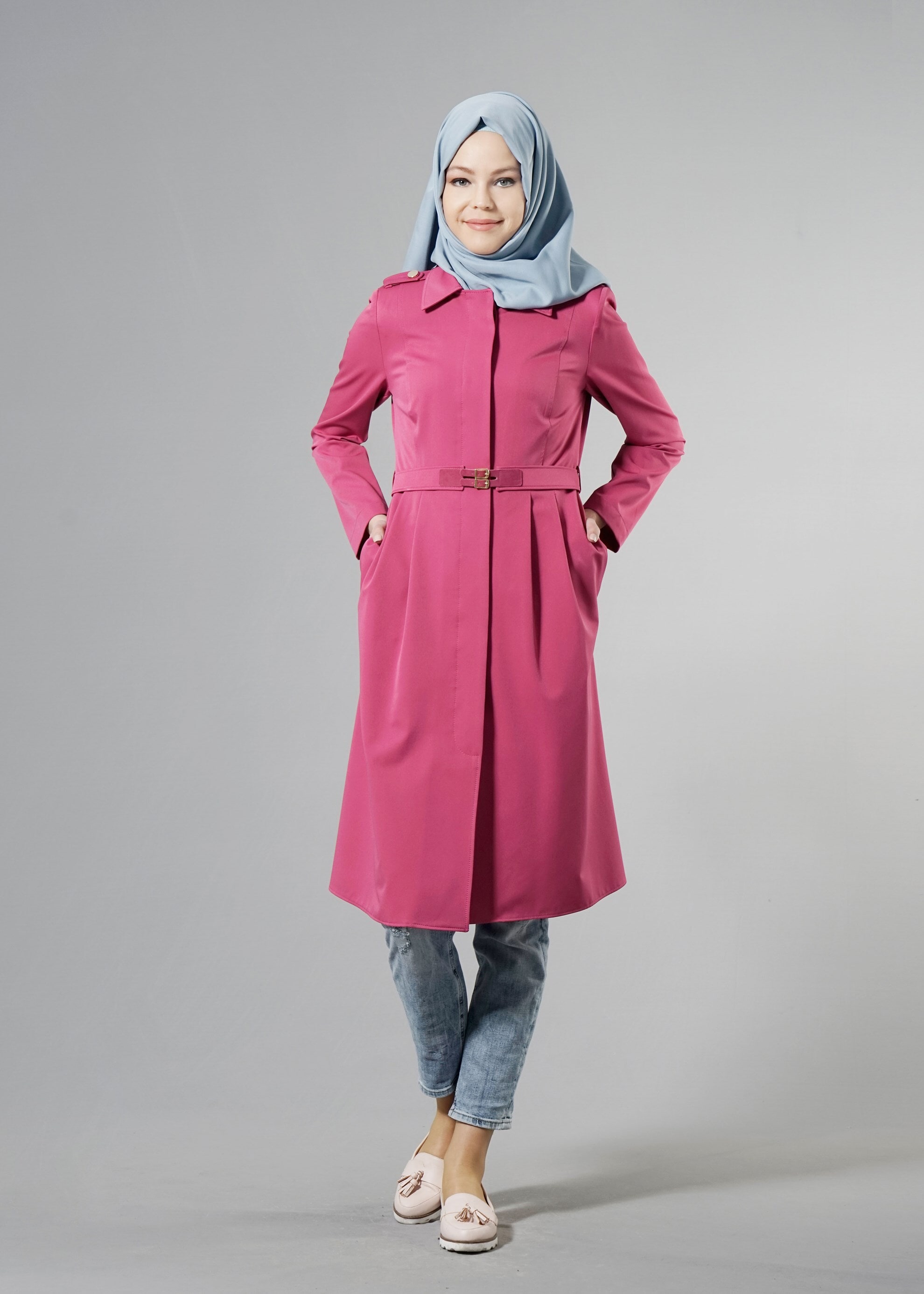 Tesettür giyim FUŞYA 1805 YAREN 43717 TRENCH 36/44(38-40) TEK38