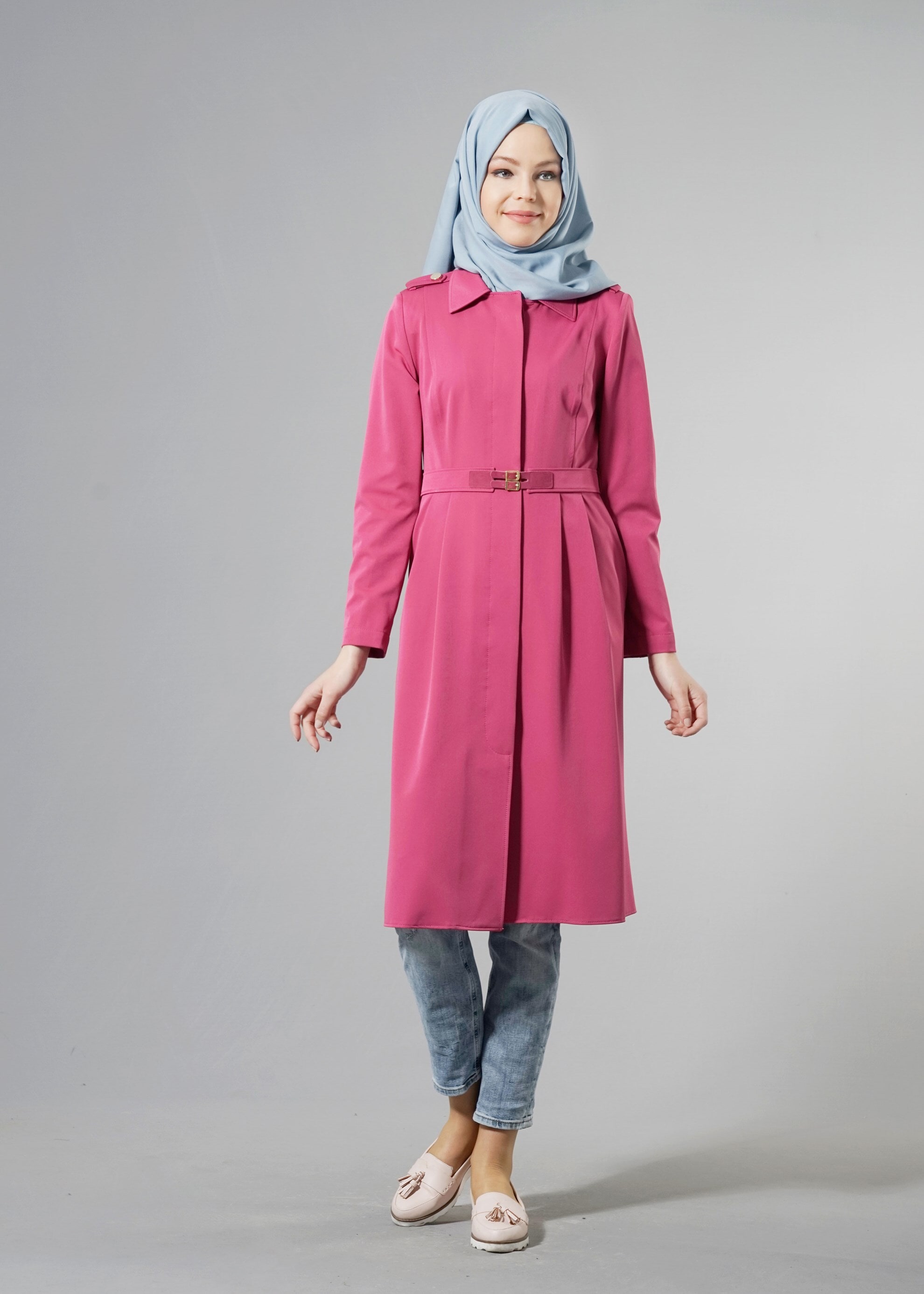 Tesettür giyim FUŞYA 1805 YAREN 43717 TRENCH 36/44(38-40) TEK38