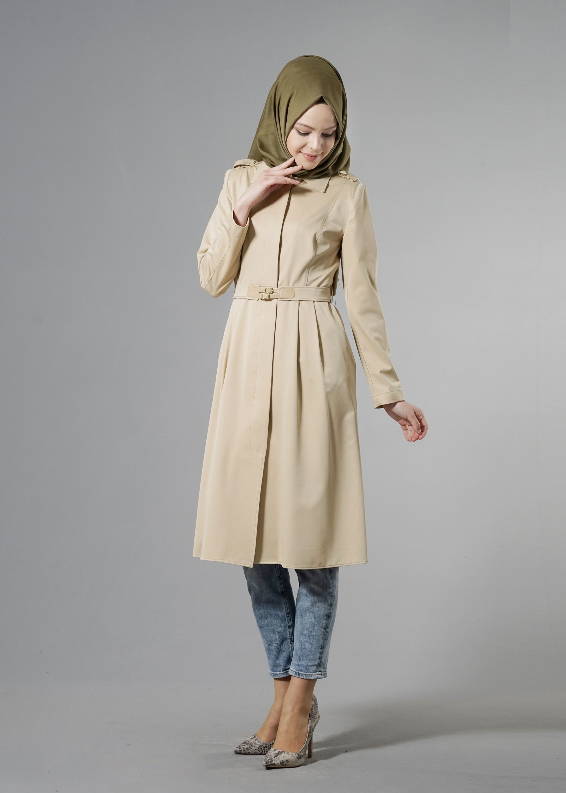 Tesettür giyim BEJ 1805 YAREN 43717 TRENCH 36/44(38-40) TEK38