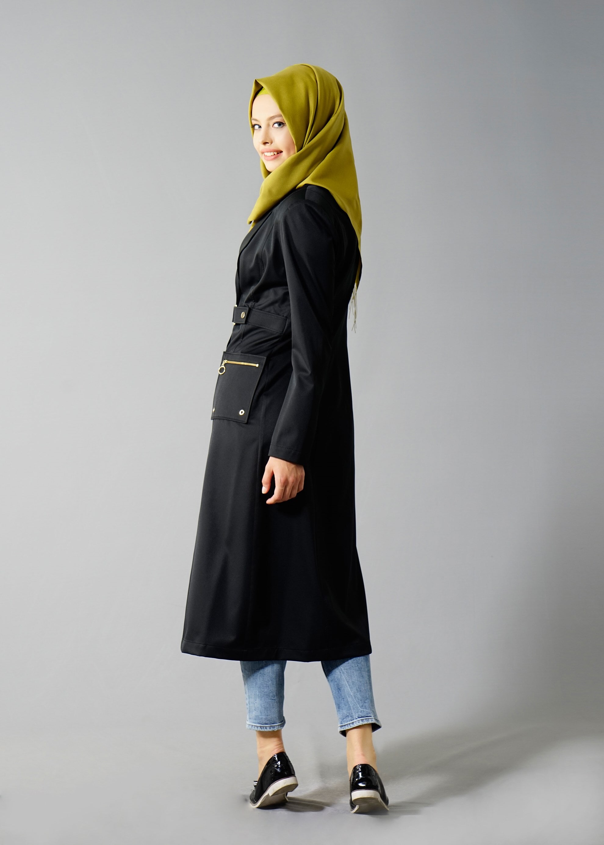 Tesettür giyim SİYAH 1807 Yaren Tesettür 43717 Trench 38/44 TEK38