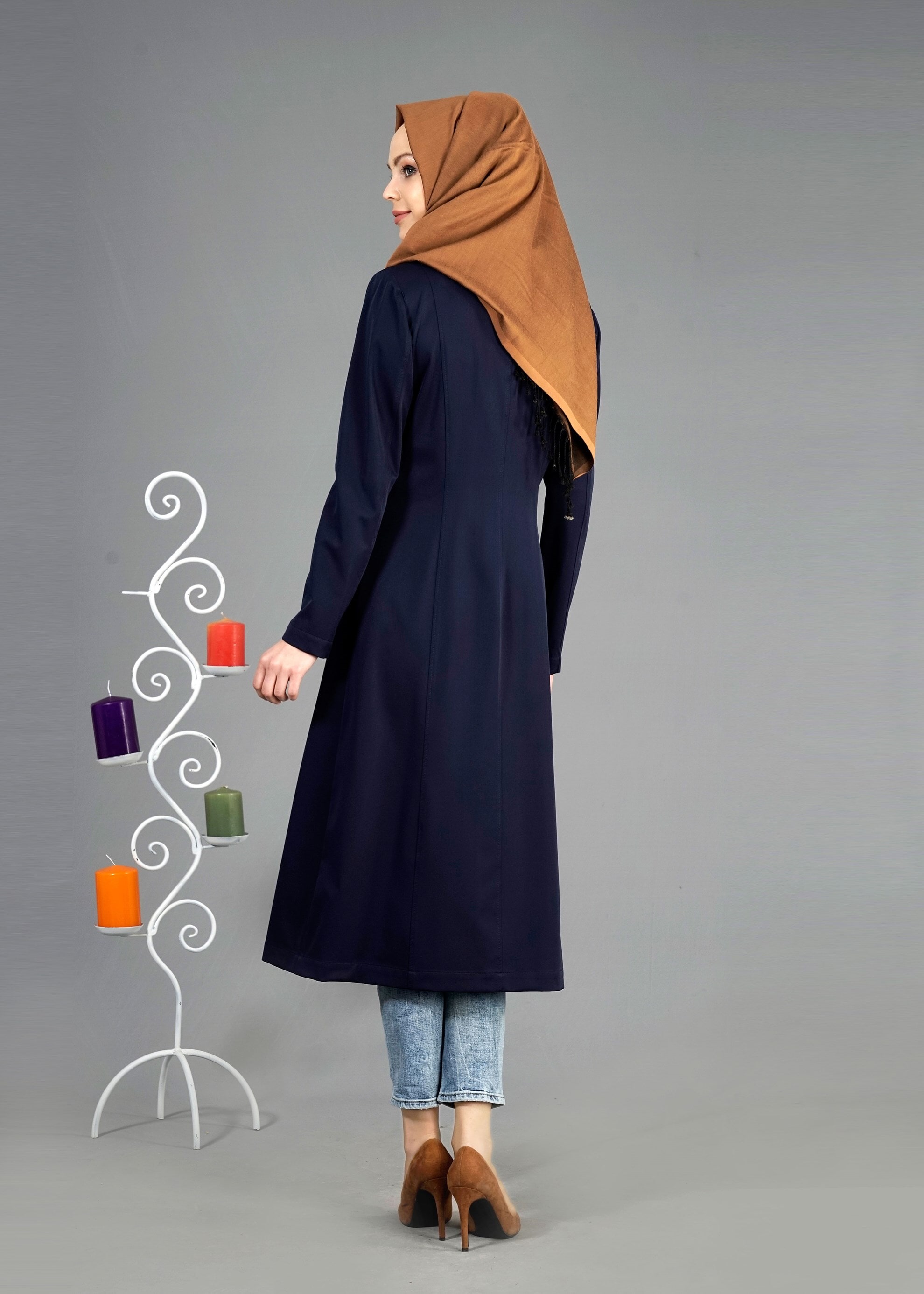 Tesettür giyim LACİVERT 1807 Yaren Tesettür 43717 Trench 38/44 TEK38