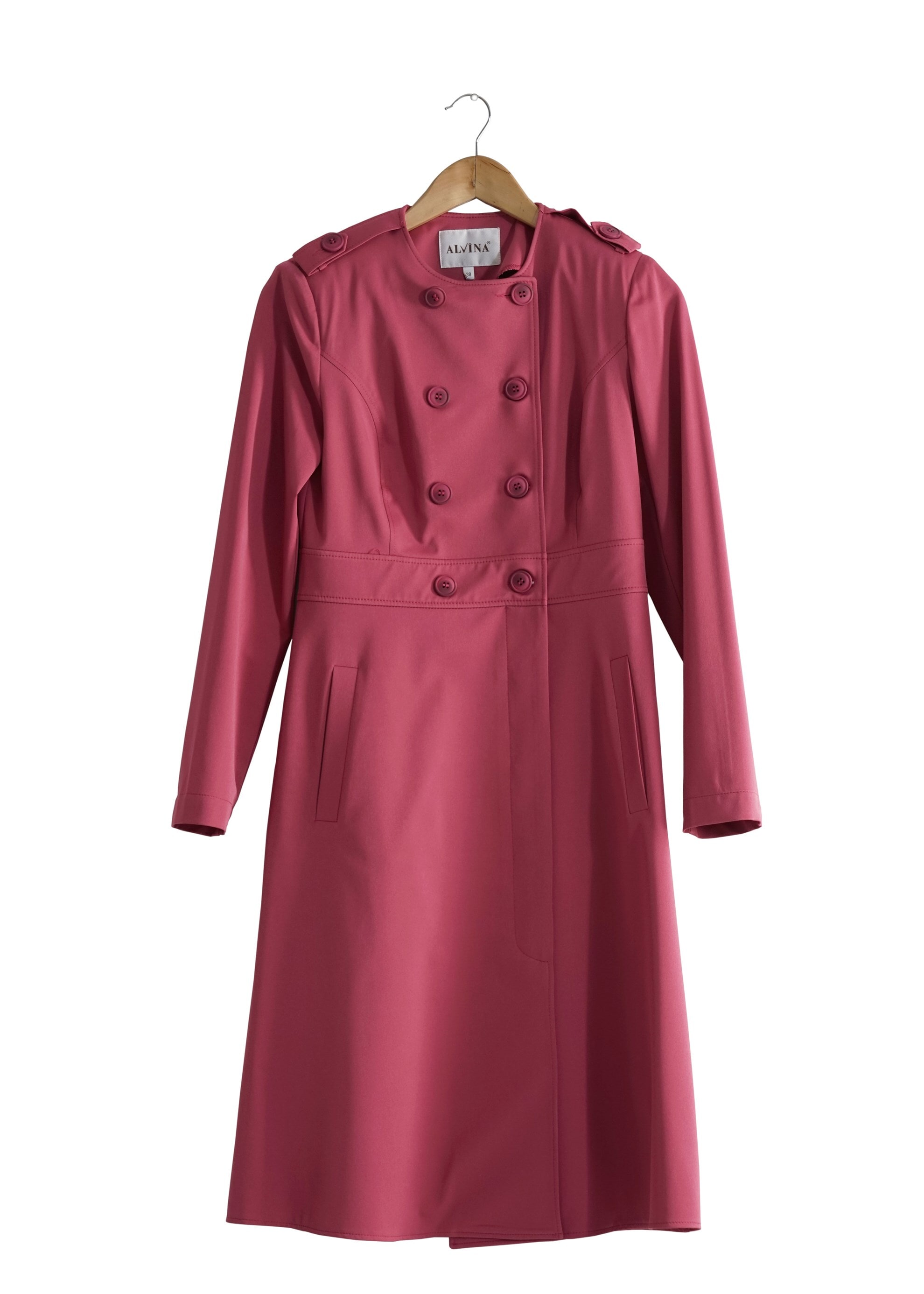 Tesettür giyim FUŞYA DÜĞMELİ CEPLİ TRENÇKOT 1810 