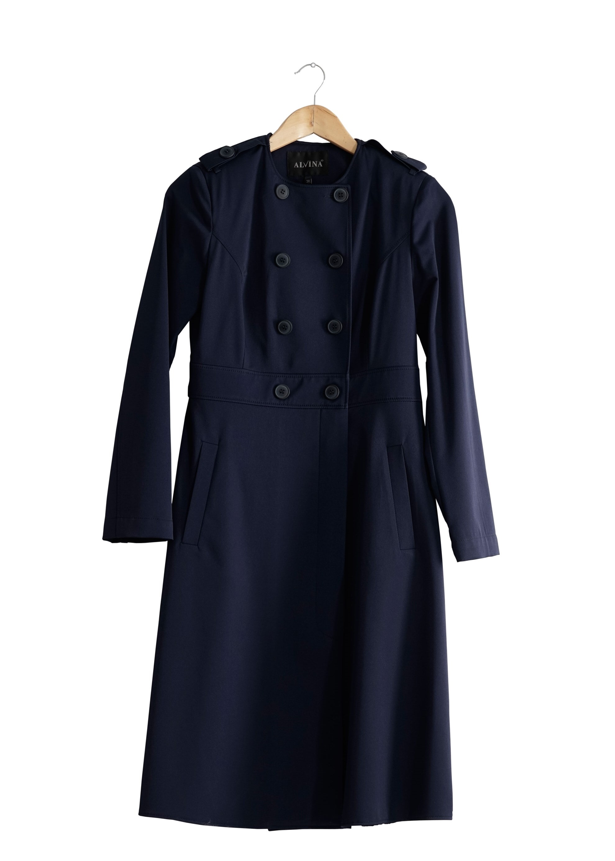 Tesettür giyim LACİVERT DÜĞMELİ CEPLİ TRENÇKOT 1810 