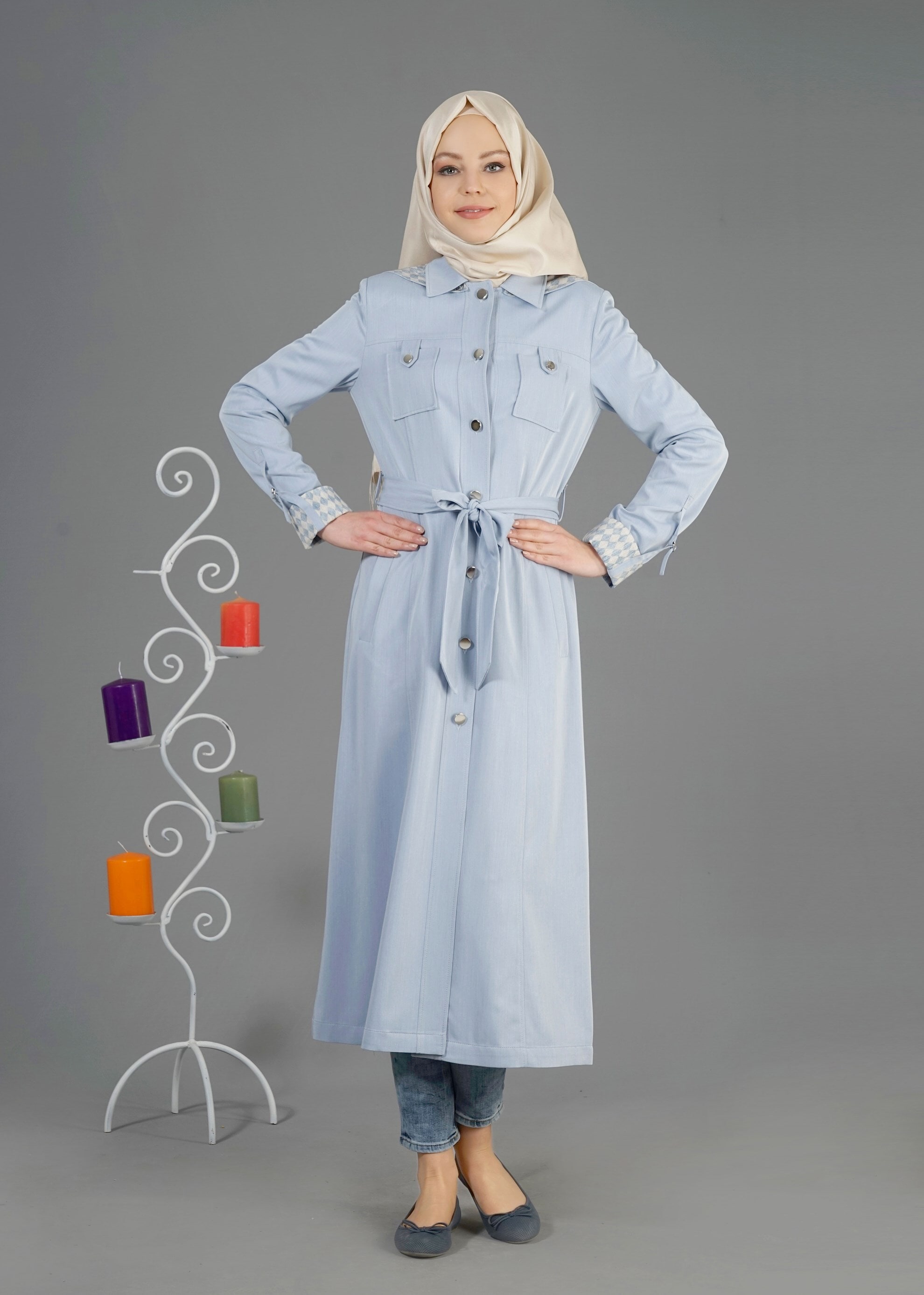 Tesettür giyim MAVİ 1811 Essen Tesettür 2105 Trench 38/46 TEK40