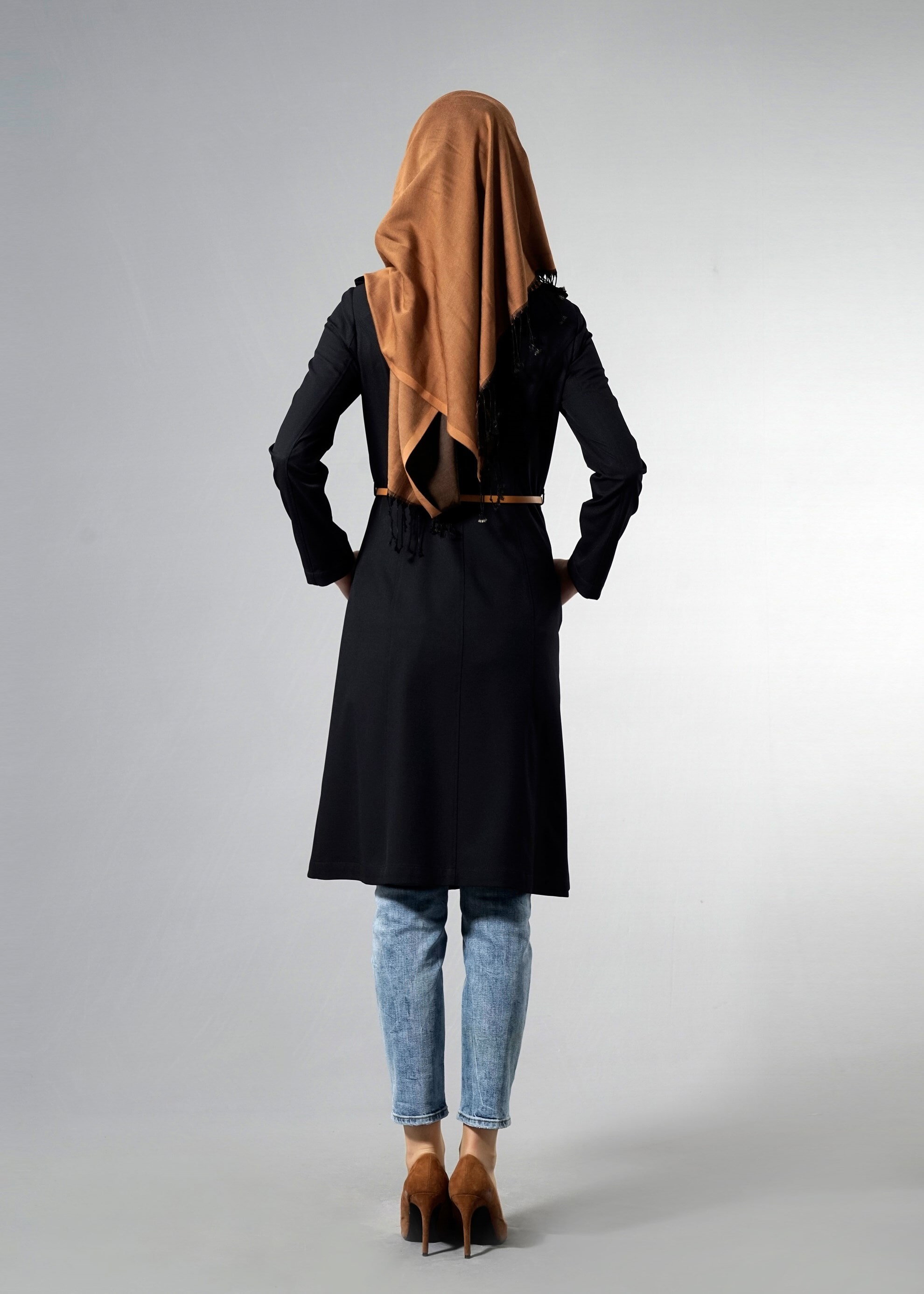 Tesettür giyim SİYAH 1813 Beliz Tesettür 8168 Trench 38/44 TEK38