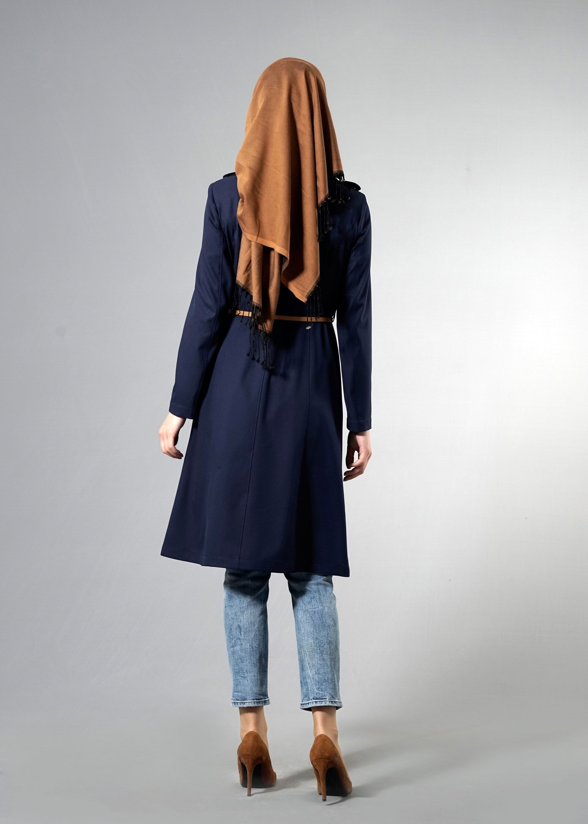 Tesettür giyim LACİVERT 1813 Beliz Tesettür 8168 Trench 38/44 TEK38