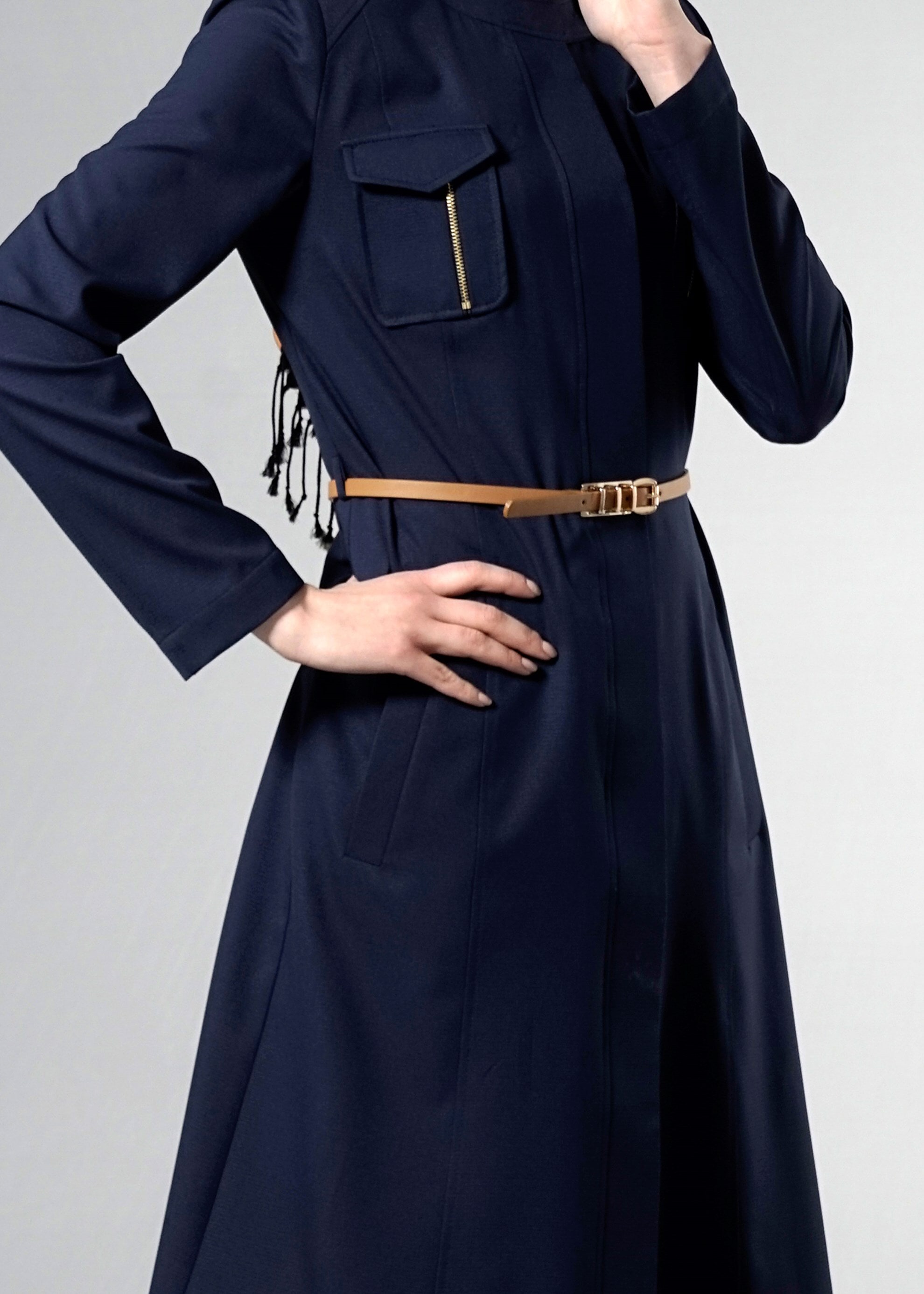 Tesettür giyim LACİVERT 1813 Beliz Tesettür 8168 Trench 38/44 TEK38