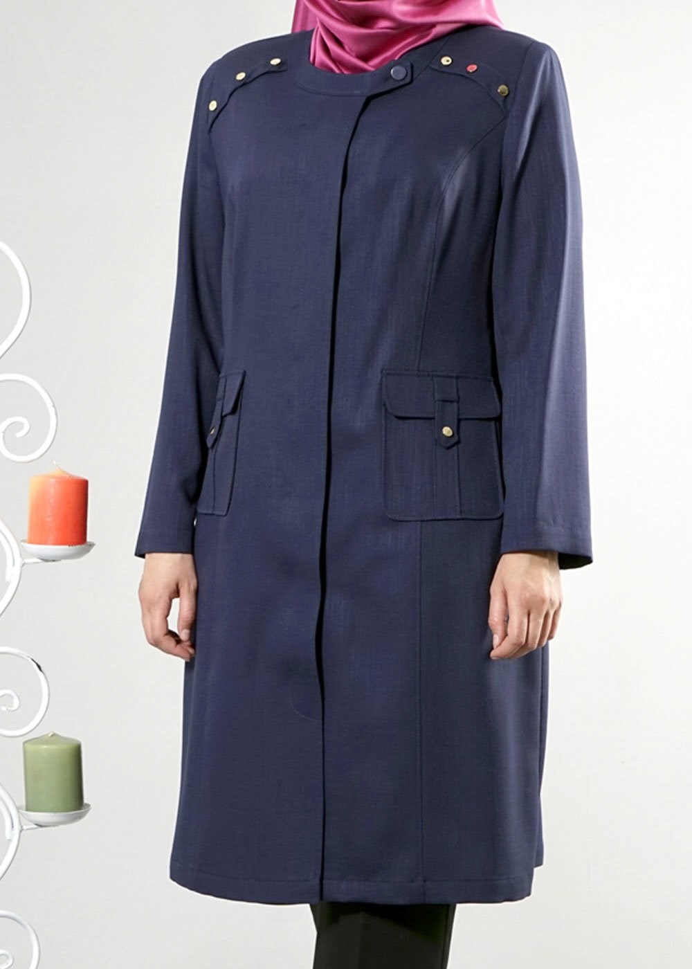 Tesettür giyim LACİVERT 1821 SHOGUN TRENCH 44/50 TEK46