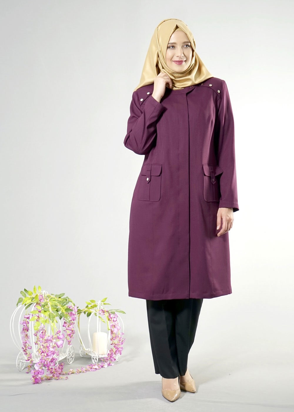Tesettür giyim MÜRDÜM 1821 SHOGUN TRENCH 44/50 TEK46
