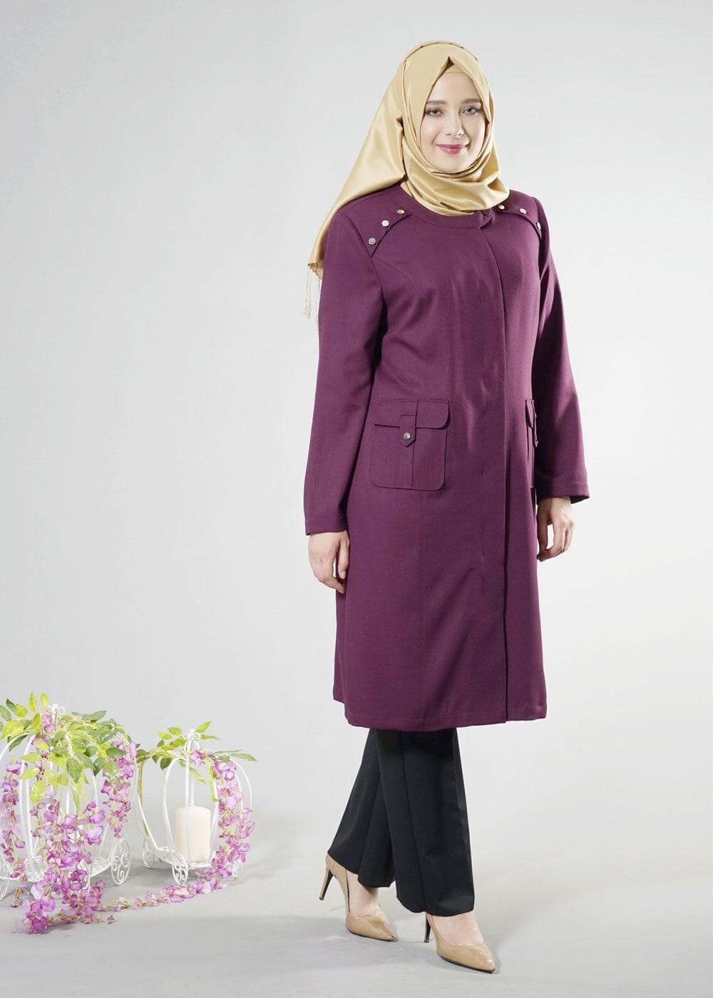 Tesettür giyim MÜRDÜM 1821 SHOGUN TRENCH 44/50 TEK46