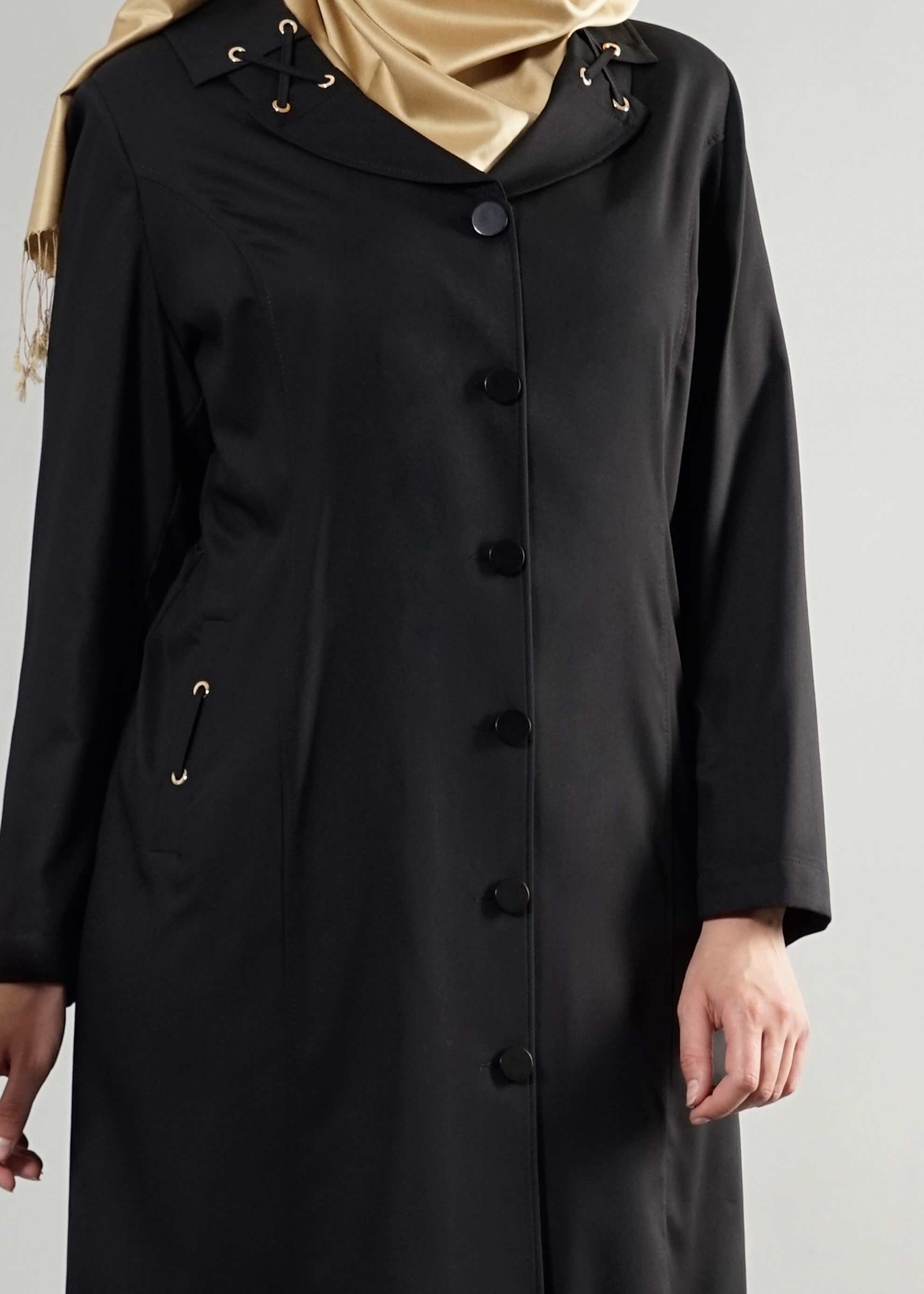 Tesettür giyim SİYAH 1825 New Nice Tesettür Trench 46/52 TEK44