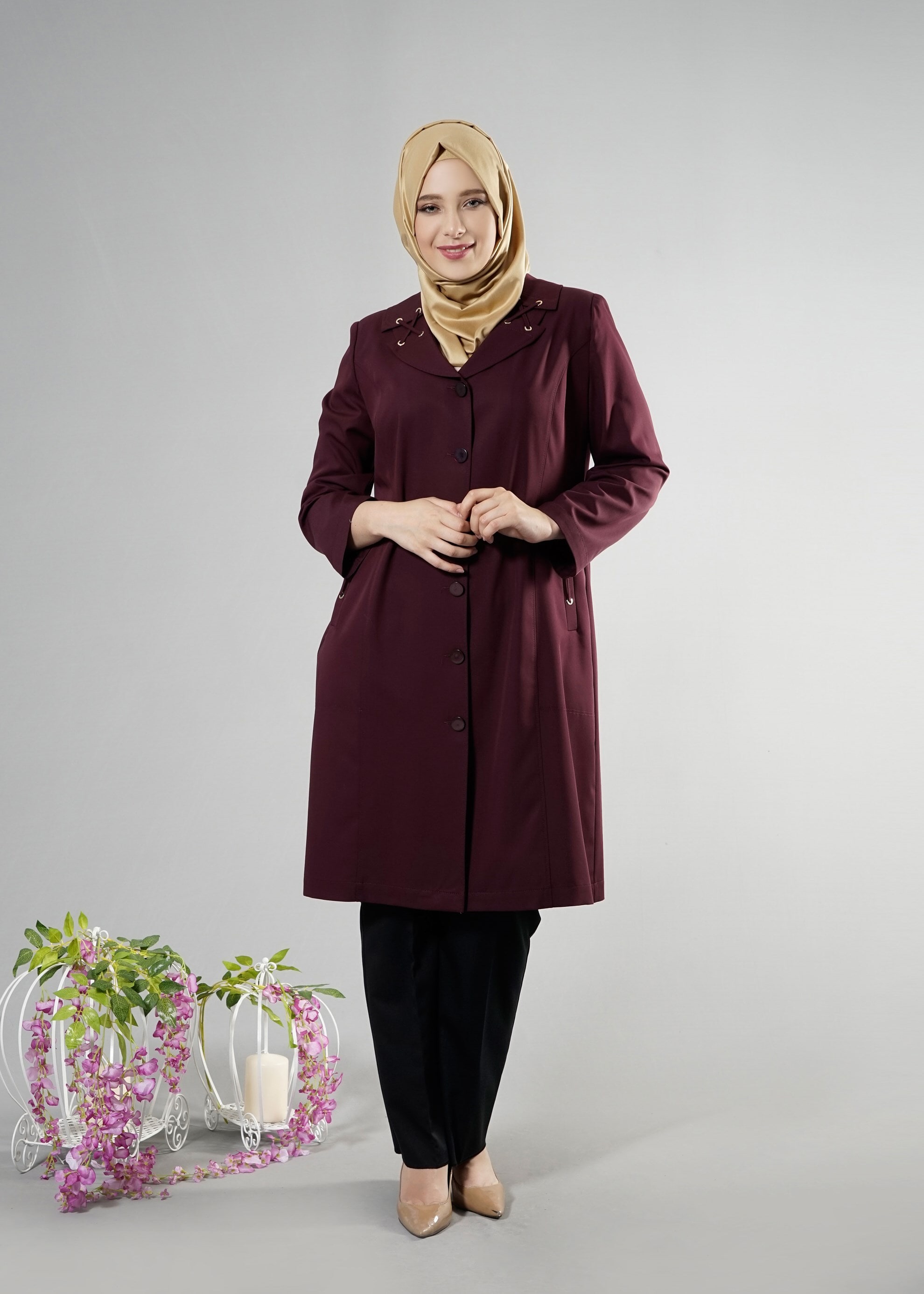 Tesettür giyim MÜRDÜM 1825 New Nice Tesettür Trench 46/52 TEK44